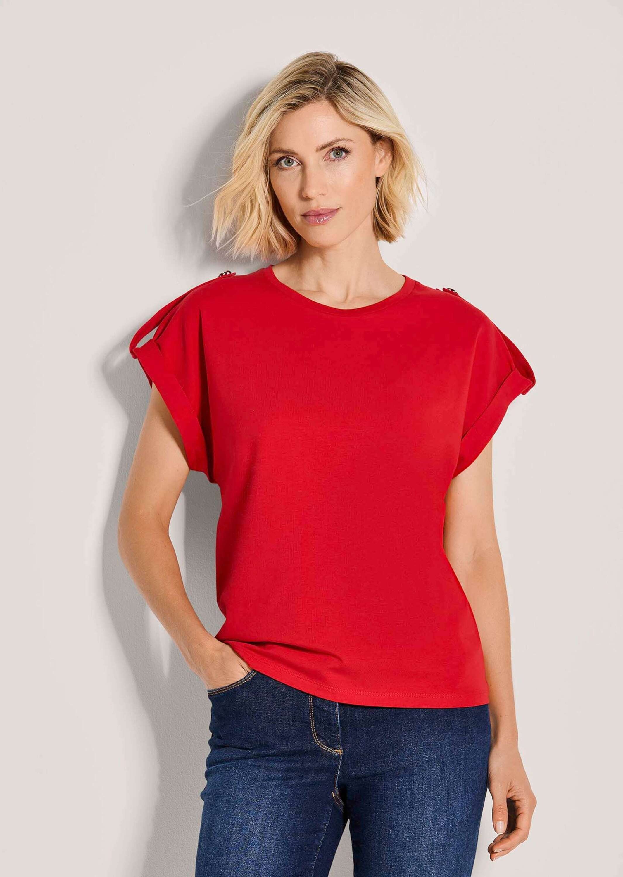 MADELEINE Kurzarmshirt »Shirt Basic Shirt mit Kurzarm, lockere Form« Dekorativer Riegel