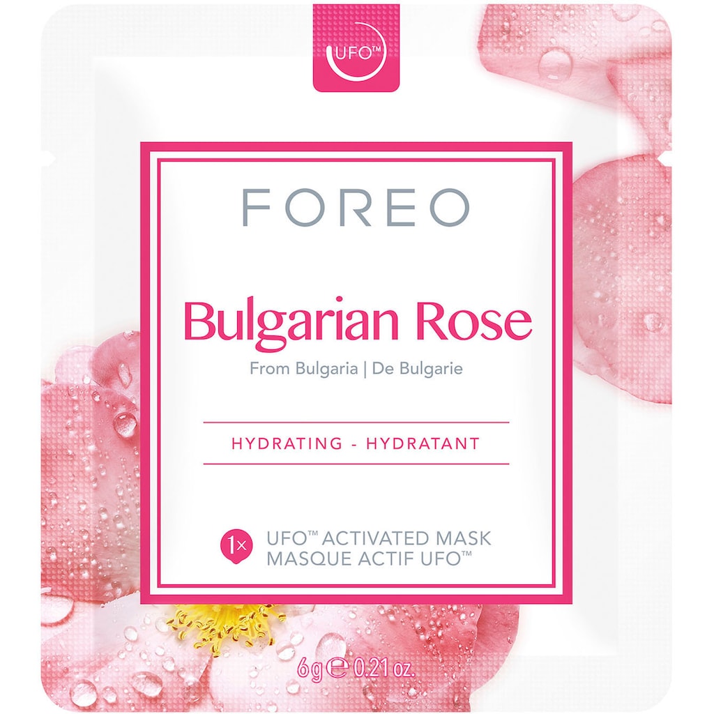 FOREO Tuchmaske »Bulgarian Rose«, (Packung), 6 x 6 g, kompatibel mit UFO & UFO mini