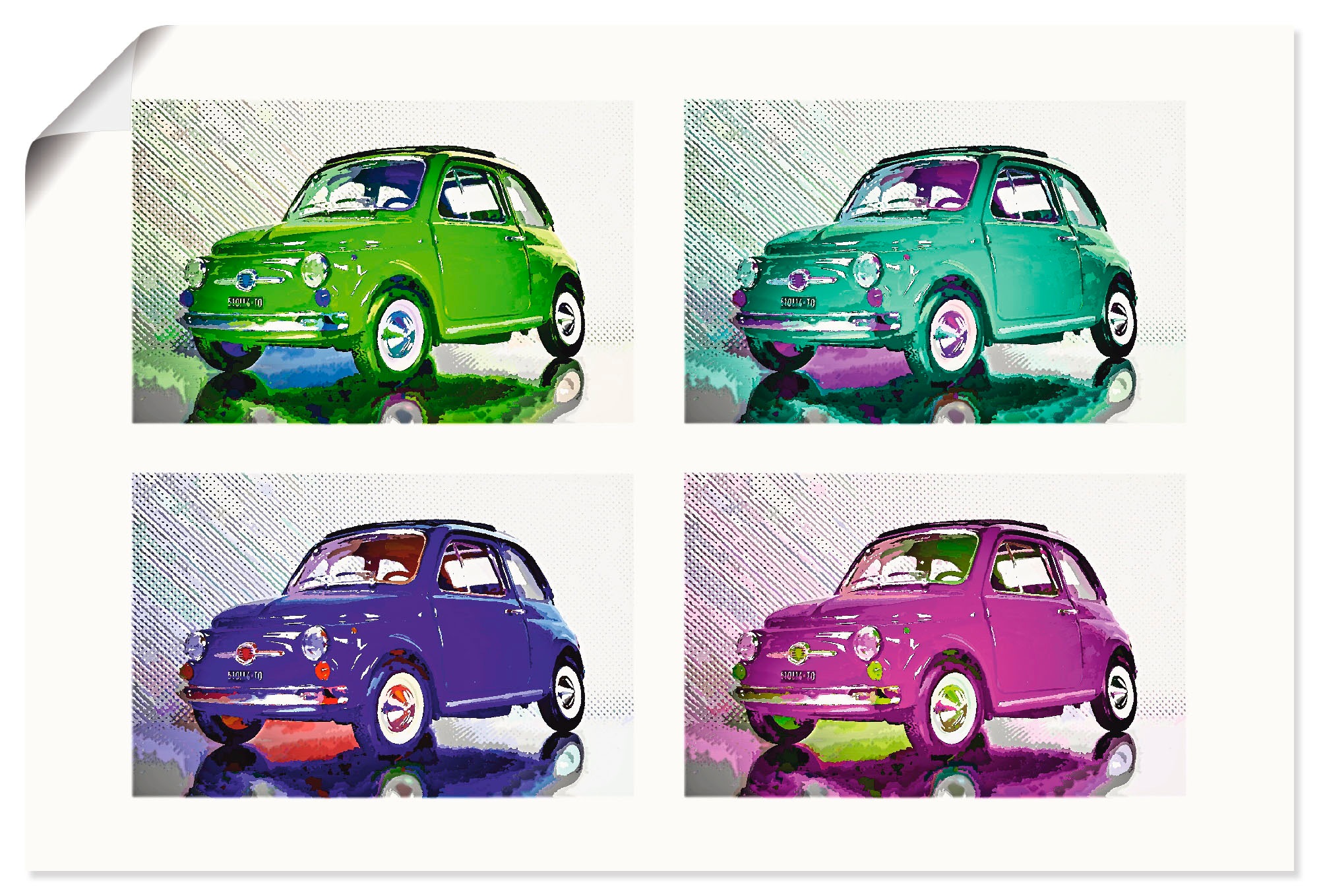 Artland Wandbild »POP ART: Der kleine italienische Freund«, Auto, (1 St.), in vielen Größen & Produktarten - Alubild / Outdoorbild für den Außenbereich, Leinwandbild, Poster, Wandaufkleber / Wandtattoo auch für Badezimmer geeignet
