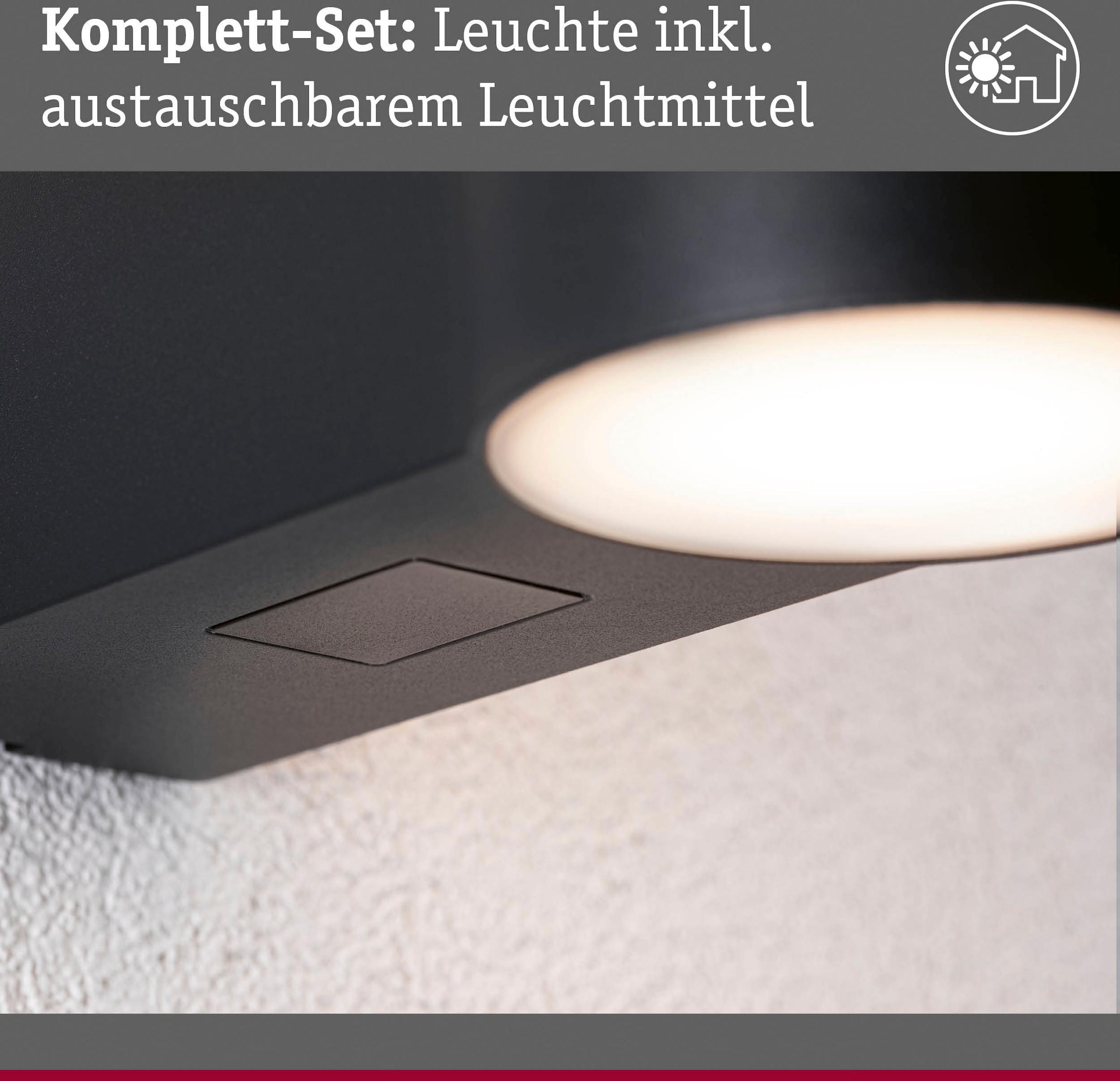 Paulmann LED Außen-Wandleuchte »Sienna 230V mit PIR-Sensor anthrazit IP44«, 1 flammig, seewasserresistent