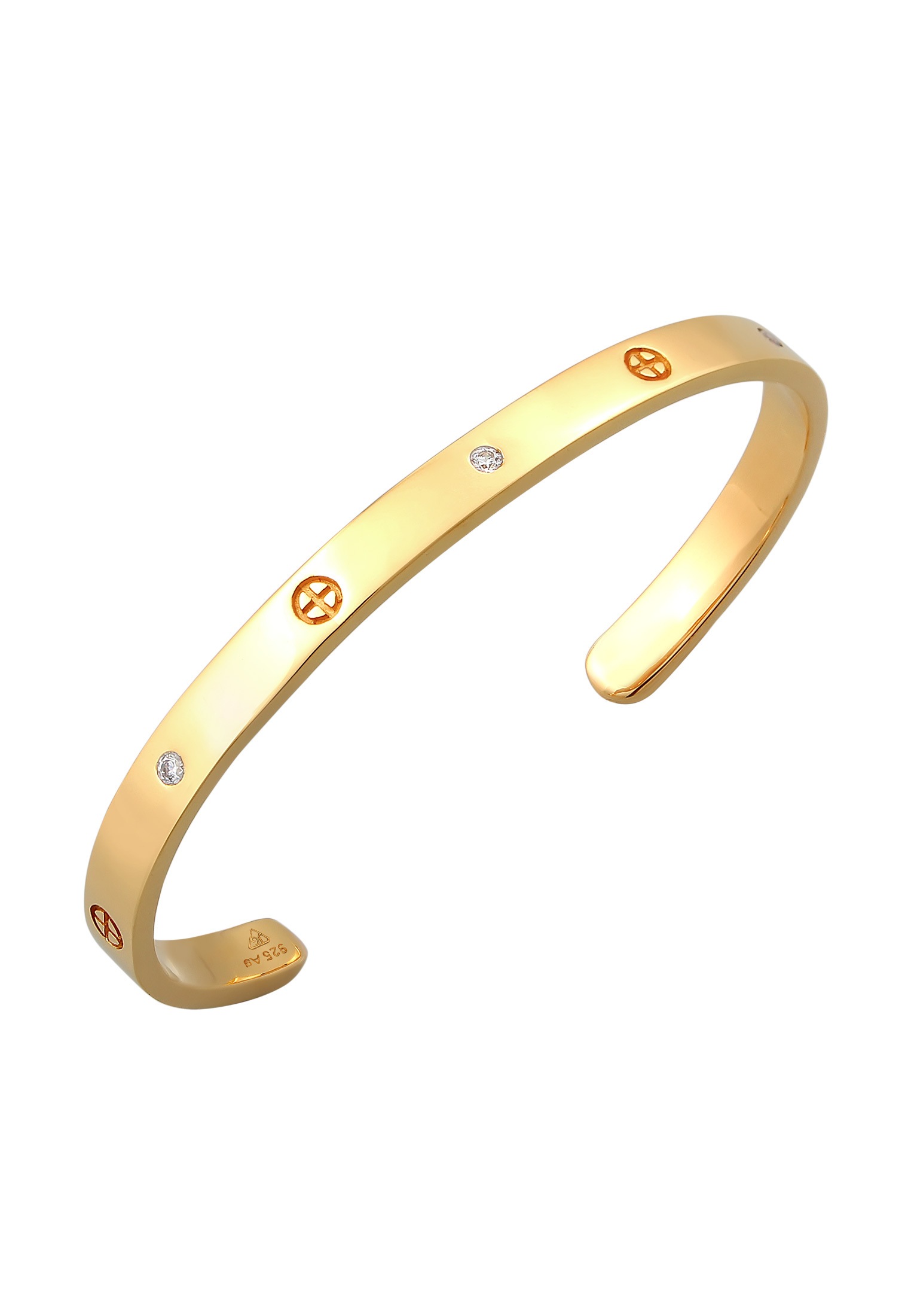 Elli Premium Armreif »Armband Geo Bangle Kreuz Minimal Zirkonia 925 Silber«