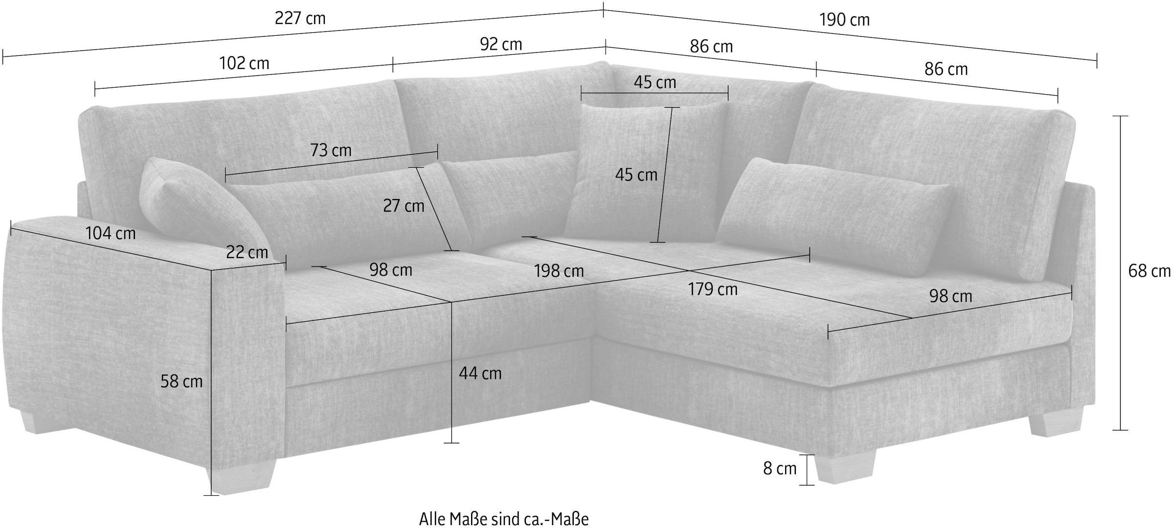 Mr. Couch Ecksofa »Helena L-Form«, Mit Federkern, wahlweise mit Bettfunktion und Taschenfederkern