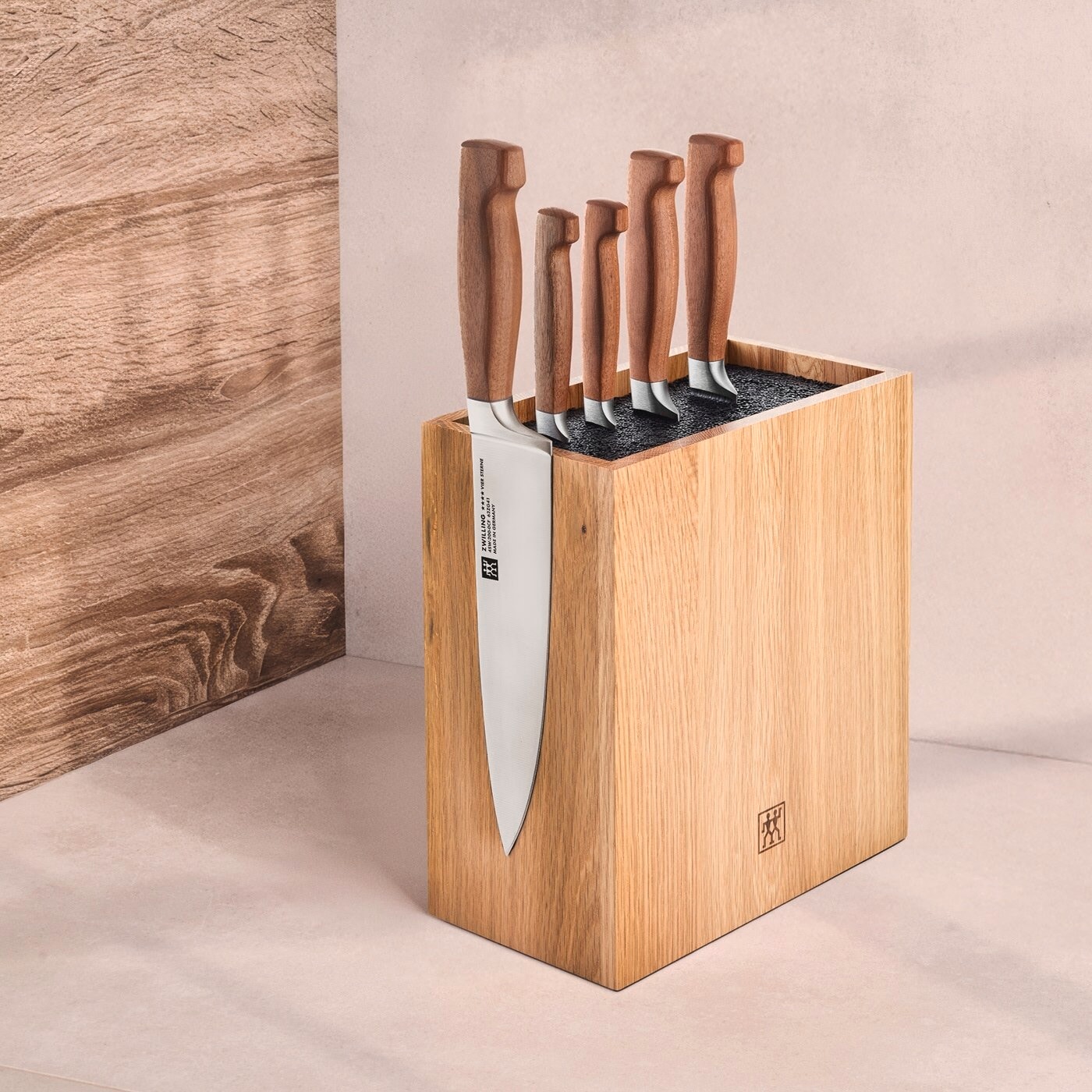 Zwilling Messerblock »**** VIER STERNE Wood« 6 Messer mit Kotibé-Holzgriffe, Messerblock aus Eiche