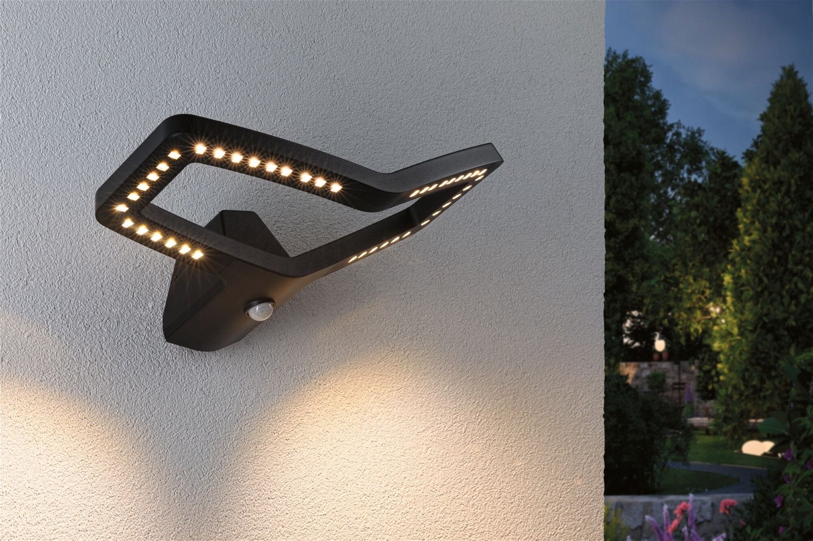Paulmann LED Außen-Wandleuchte »Alara IP44 eckig 375x270mm RGBW+ 10W 450lm 230V Anthrazit Metall«, 1 flammig, Smart Home Zigbee 3.0, Bewegungsmelder