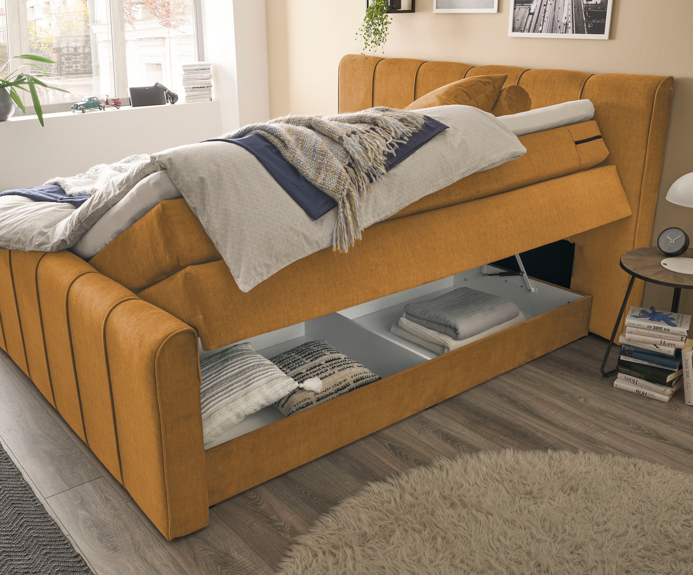 set one by Musterring Boxspringbett »Fairfield« mit Bettkasten, Kopfteil mit Keder, Breite 160 cm oder 180 cm