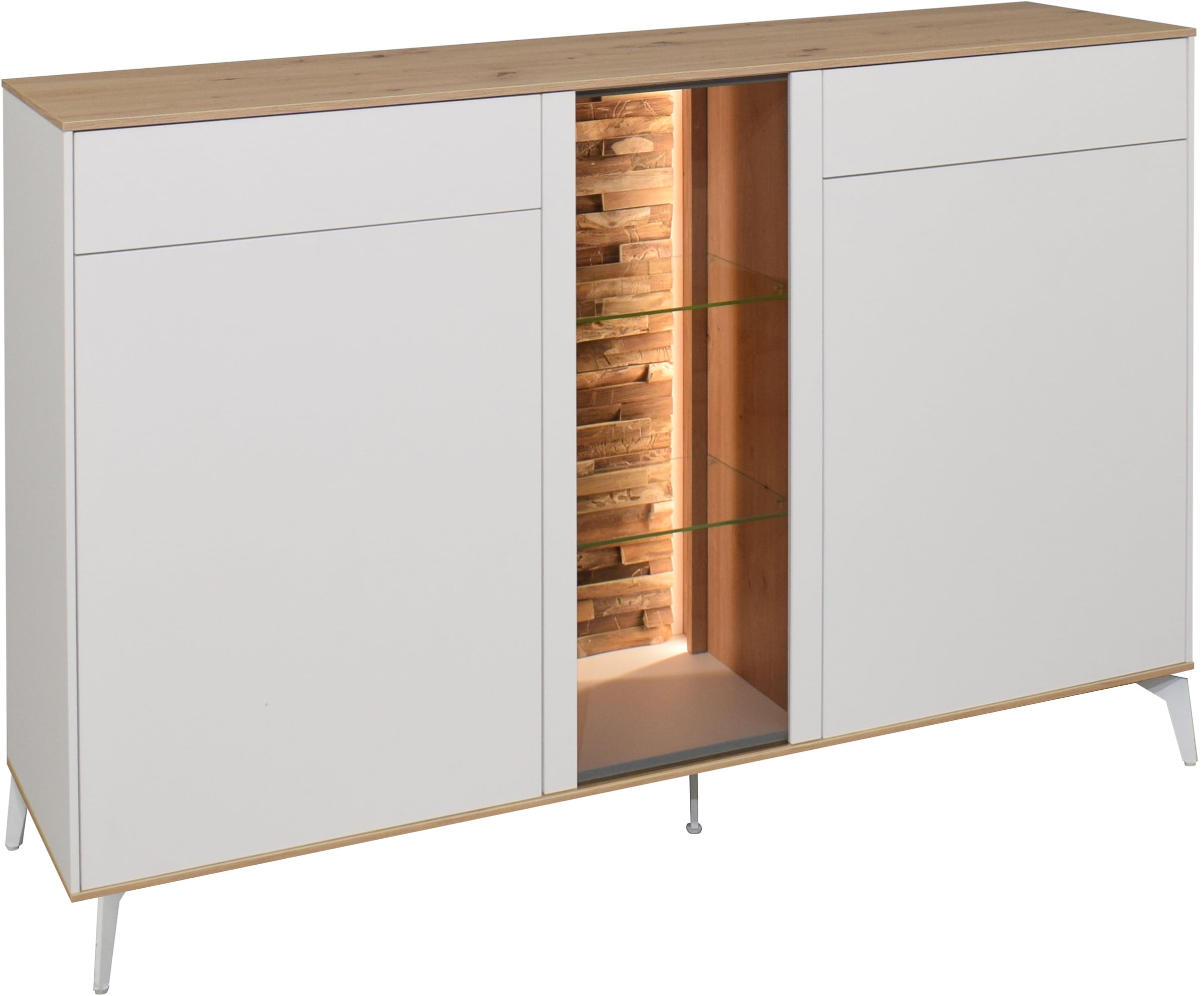 Mäusbacher Kommode Faro Sideboard 159 cm,  inkl. Beleuchtung, Push to open, Metallfüße