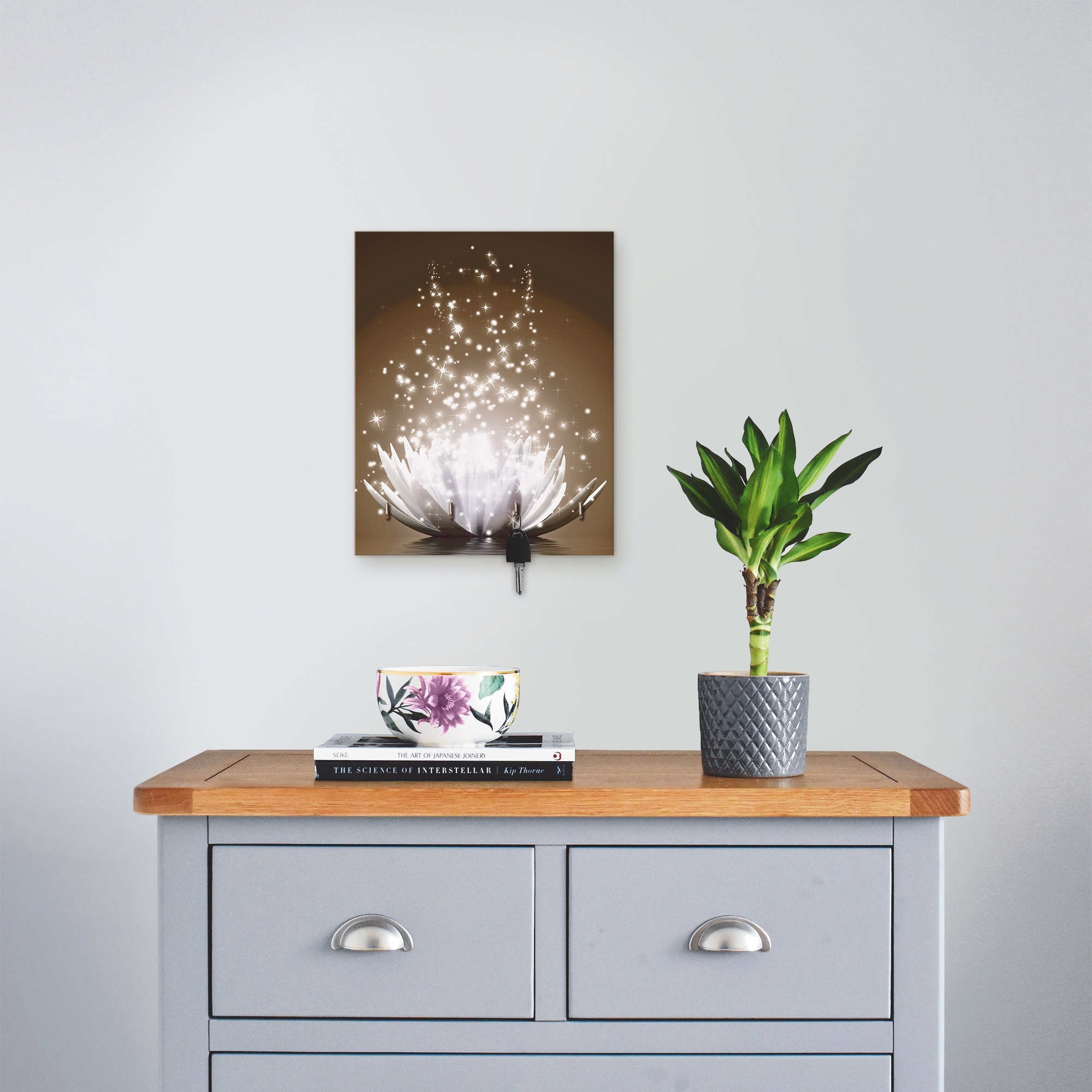 Artland Hakenleiste »Magie der Lotus-Blume braun«, MDF