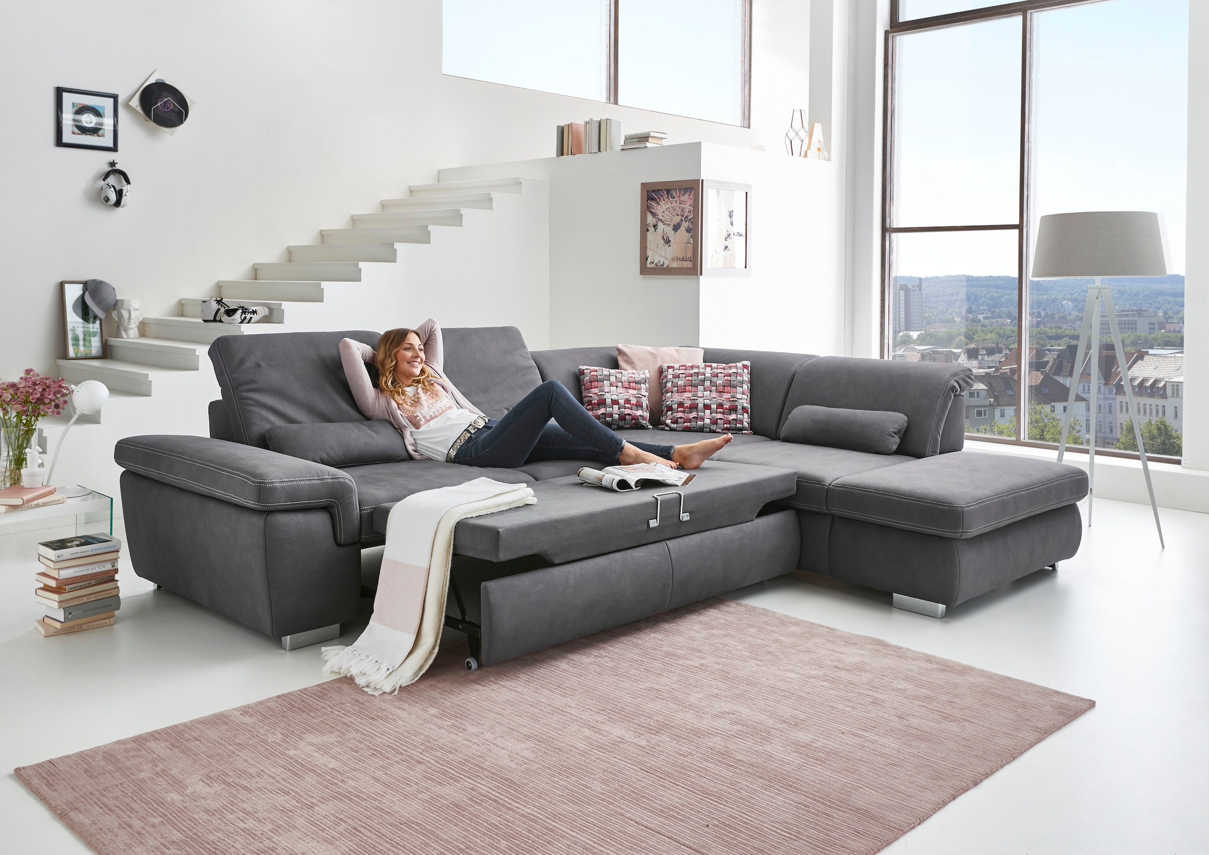 Die PlanBar Ecksofa »MP-IN17041 L-Form«, Sitztiefenverstellung, optional mit Kopfteilverstellung & Bettfunktion