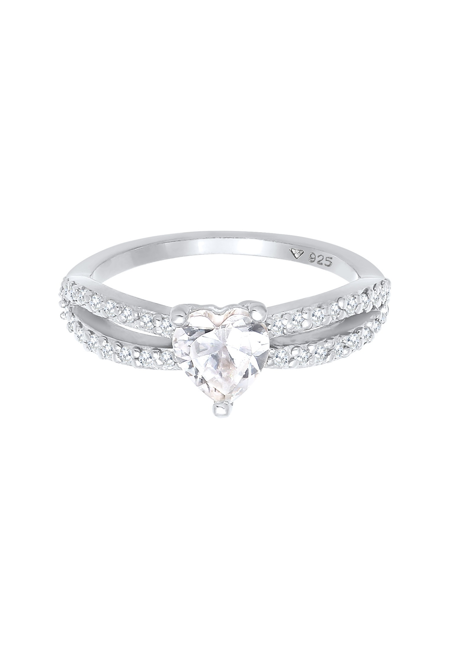 Elli Silberring »Ring Herz Zirkonia Solitär 925 Silber«