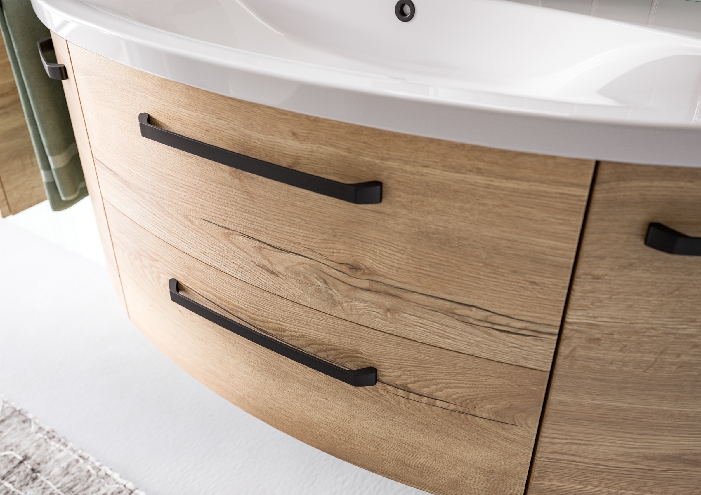 Saphir Badmöbel-Set »Serie 4010 4-teilig Keramik-Waschtisch mit LED-Spiegelschrank«, (Set), Badezimmer Set mit Unterschrank, Midischrank, inkl. Türdämpfer