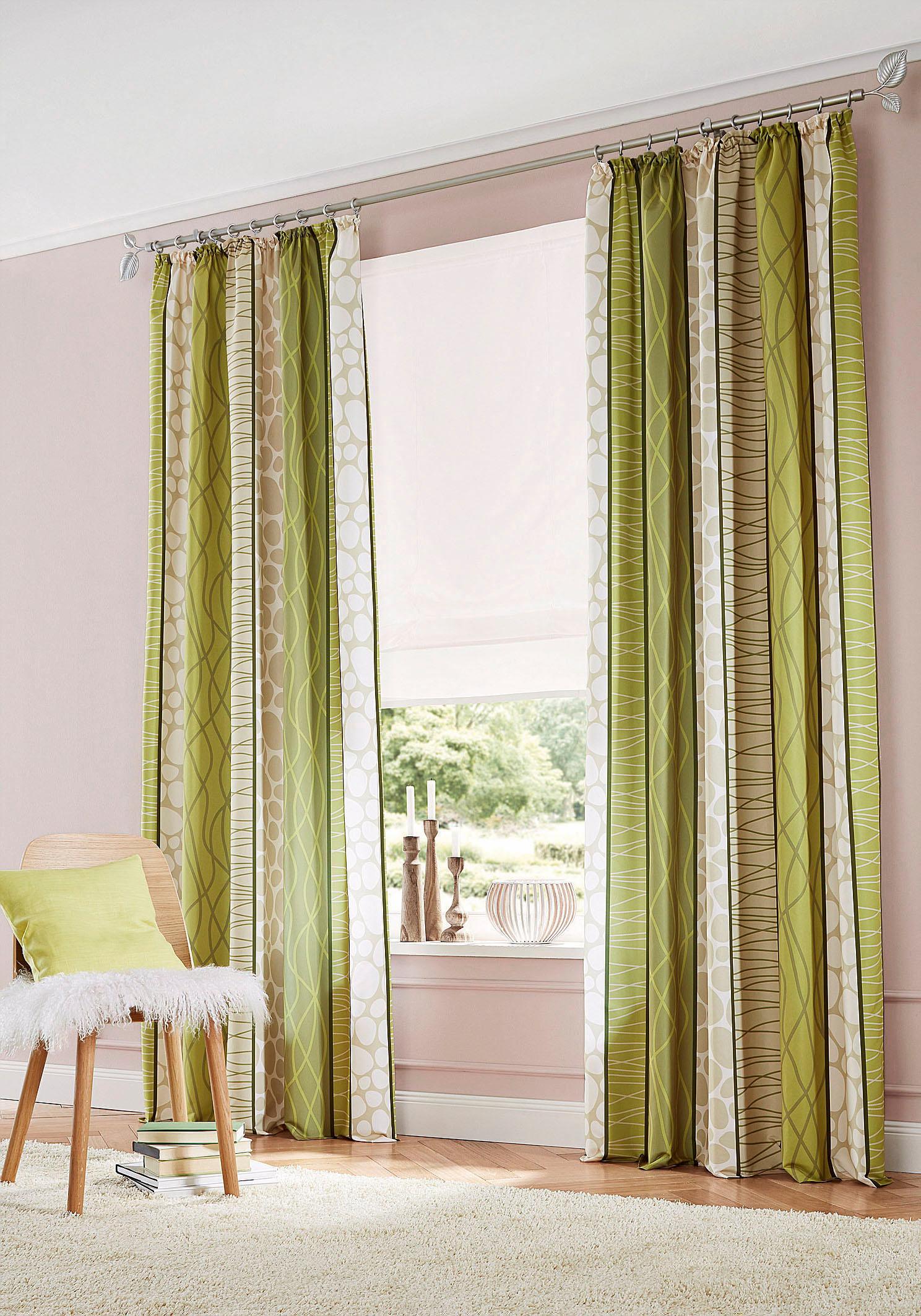 My Home Vorhang »Gosen« Kräuselband 2 Stk. tlg. Gardine, Fertiggardine, blickdicht in grün