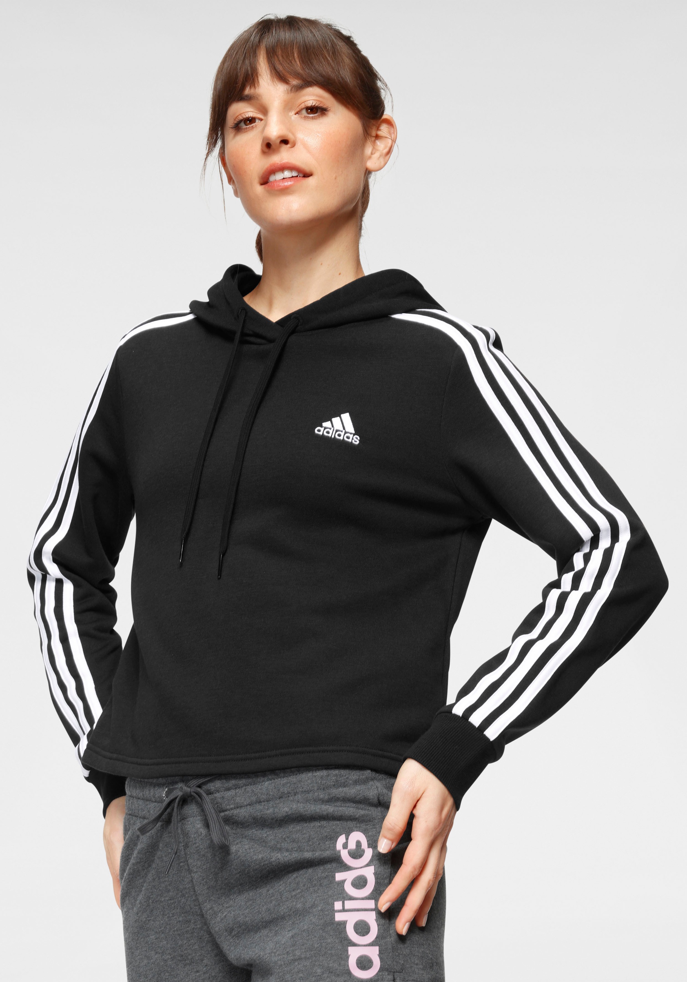 adidas Performance Sweatshirt »ESSENTIALS 3-STREIFEN CROPPED HOODIE«