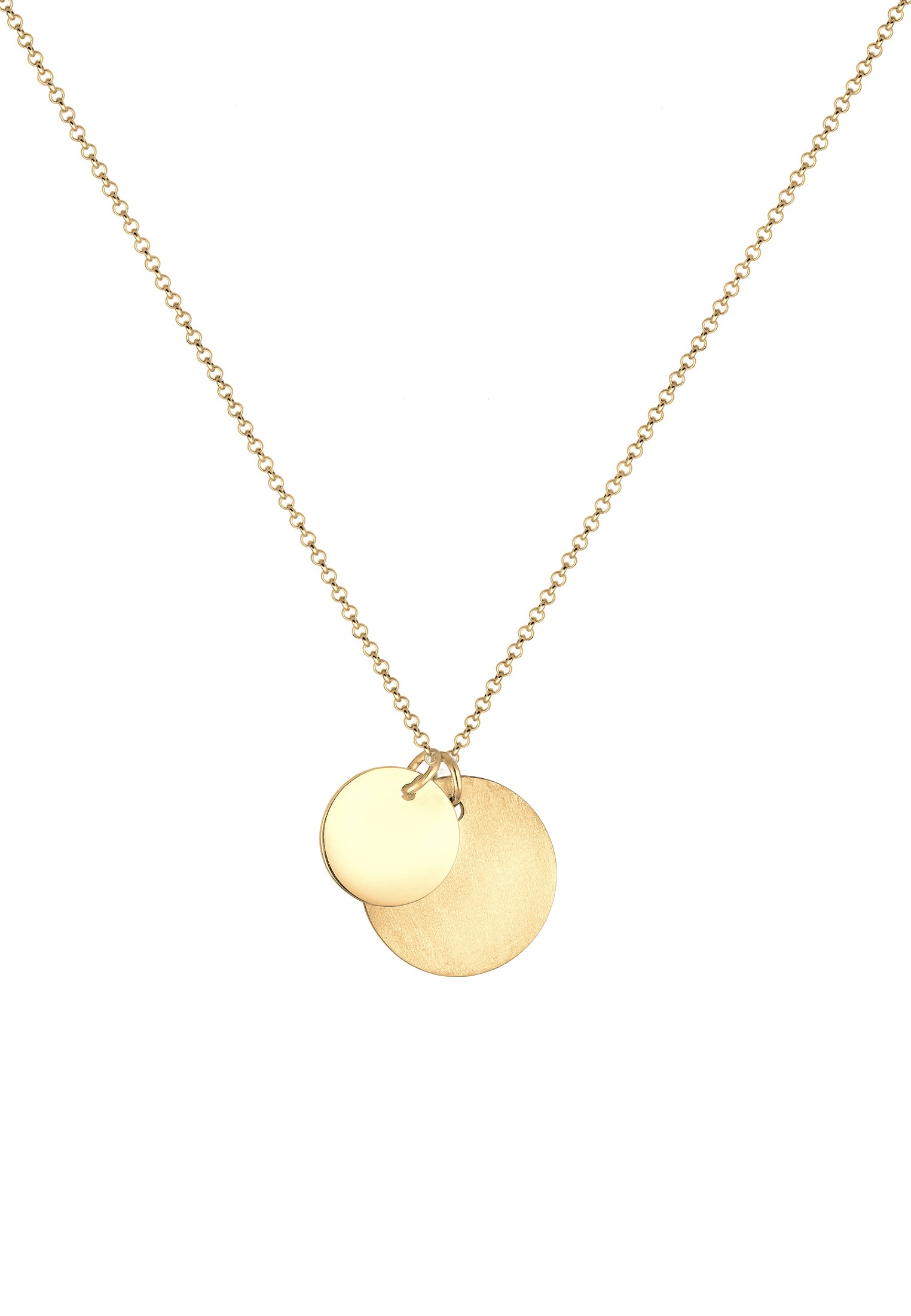 Elli Lange Kette »Halskette Duo Erbskette Plättchen Kreis Brushed 925 Silber«