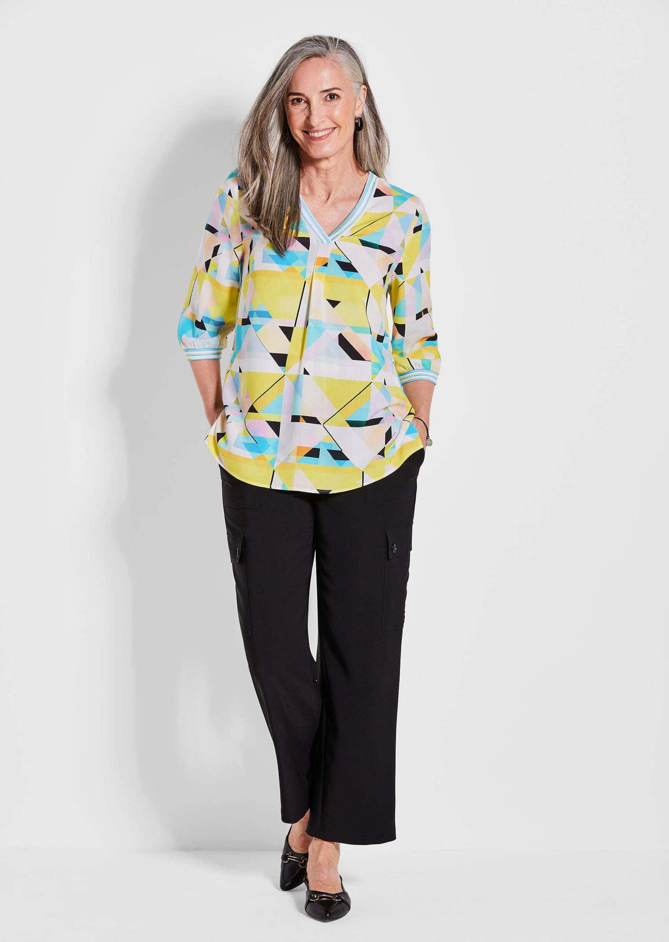 GOLDNER Tunika »Viskose-Tunika mit 3/4-Arm und multicolorem Druck«
