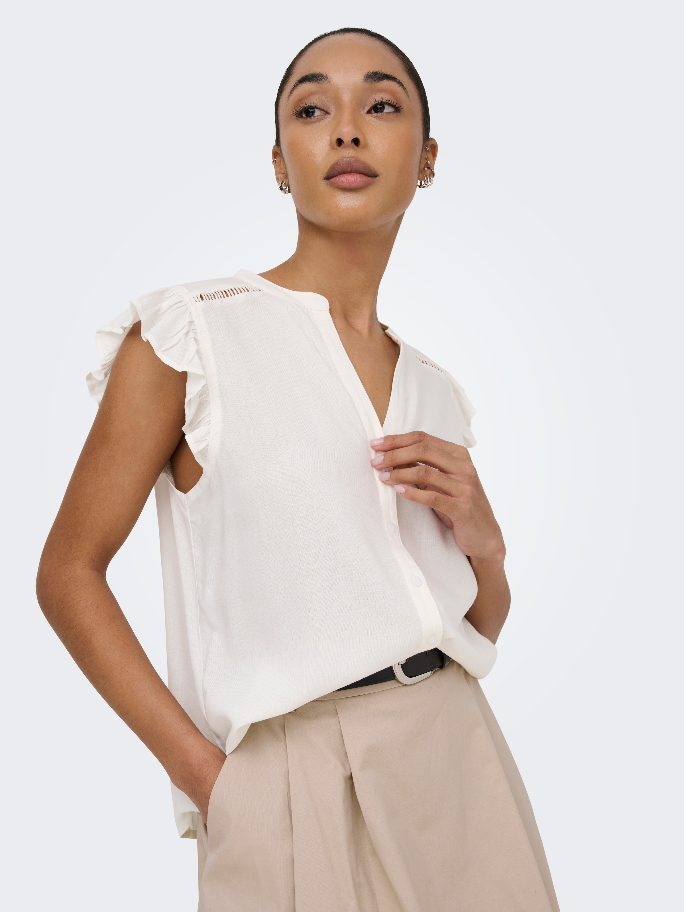 ONLY Kurzarmbluse »ONLROSELLA LIFE CAPSLEEVE SHIRT WVN NOOS« Viskose, regular fit