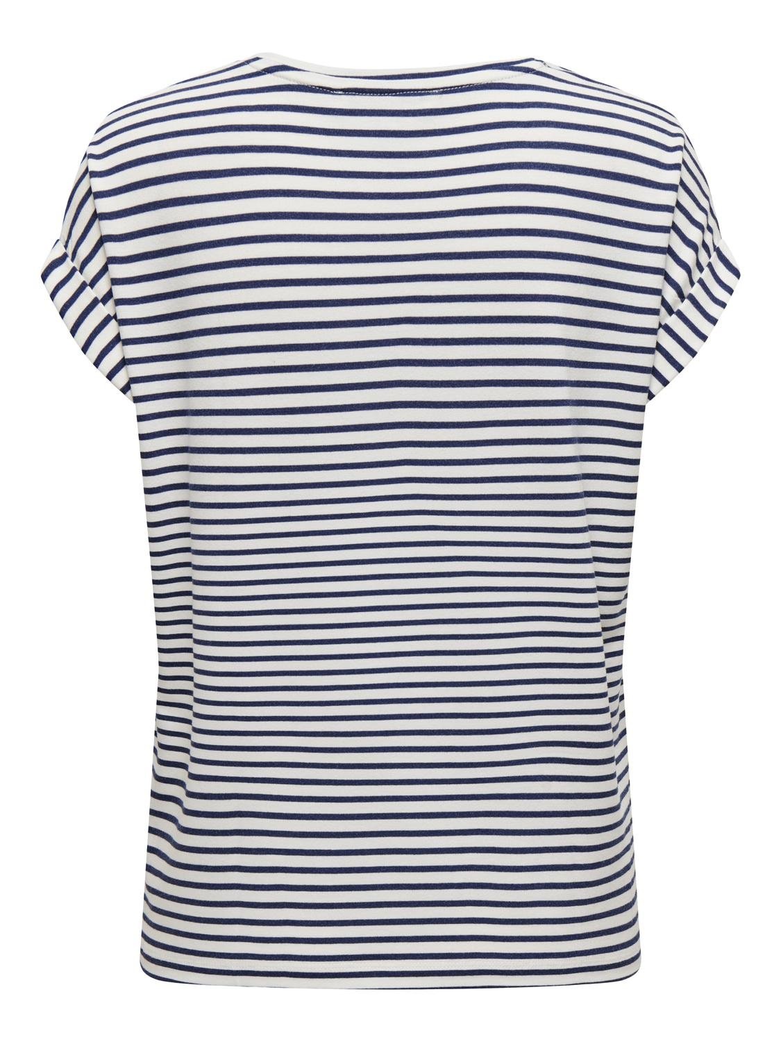 ONLY T-Shirt »ONLMOSTER STRIPE S/S O-NECK TOP JRS NOOS«, mit Aufschlag am Arm