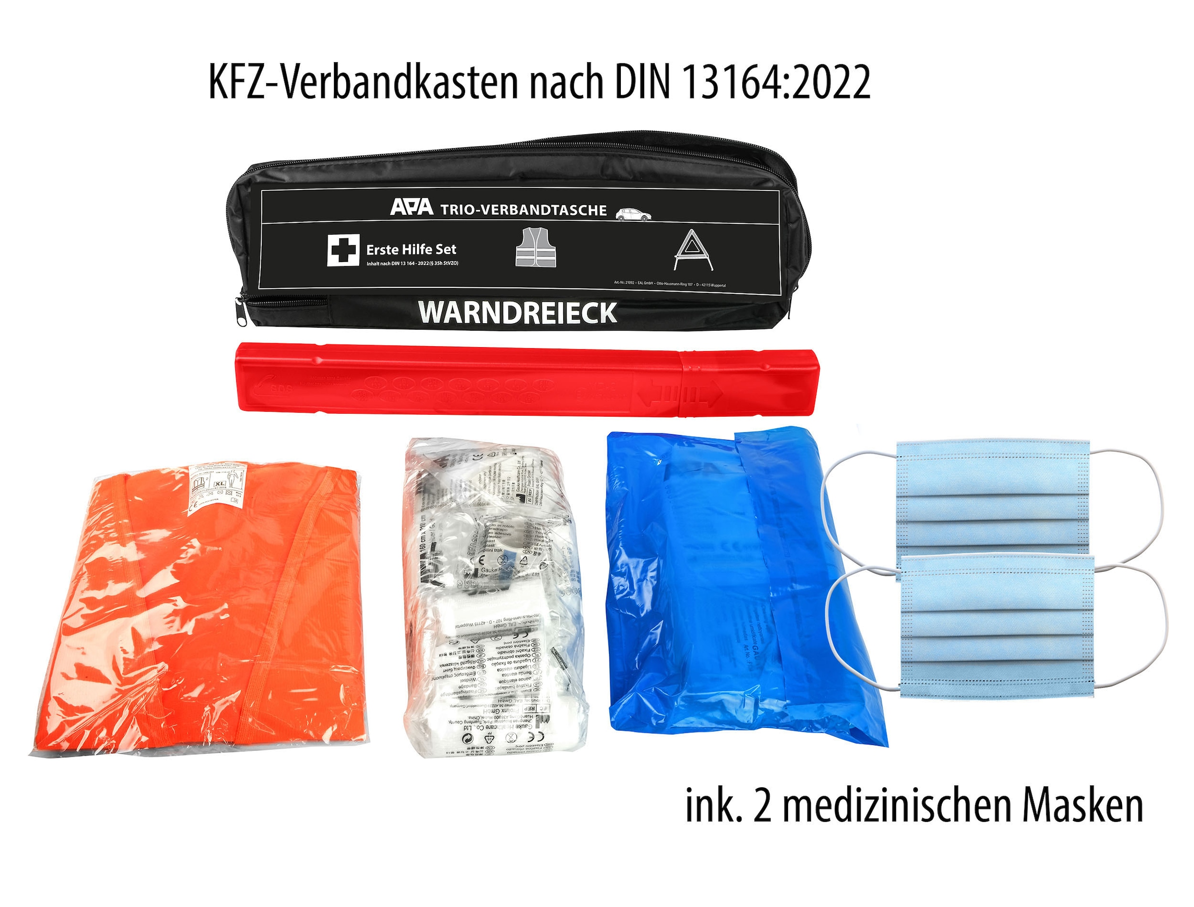 APA KFZ-Verbandtasche »TRIO-Verbandstasche mit Warndreieck und Warnweste«