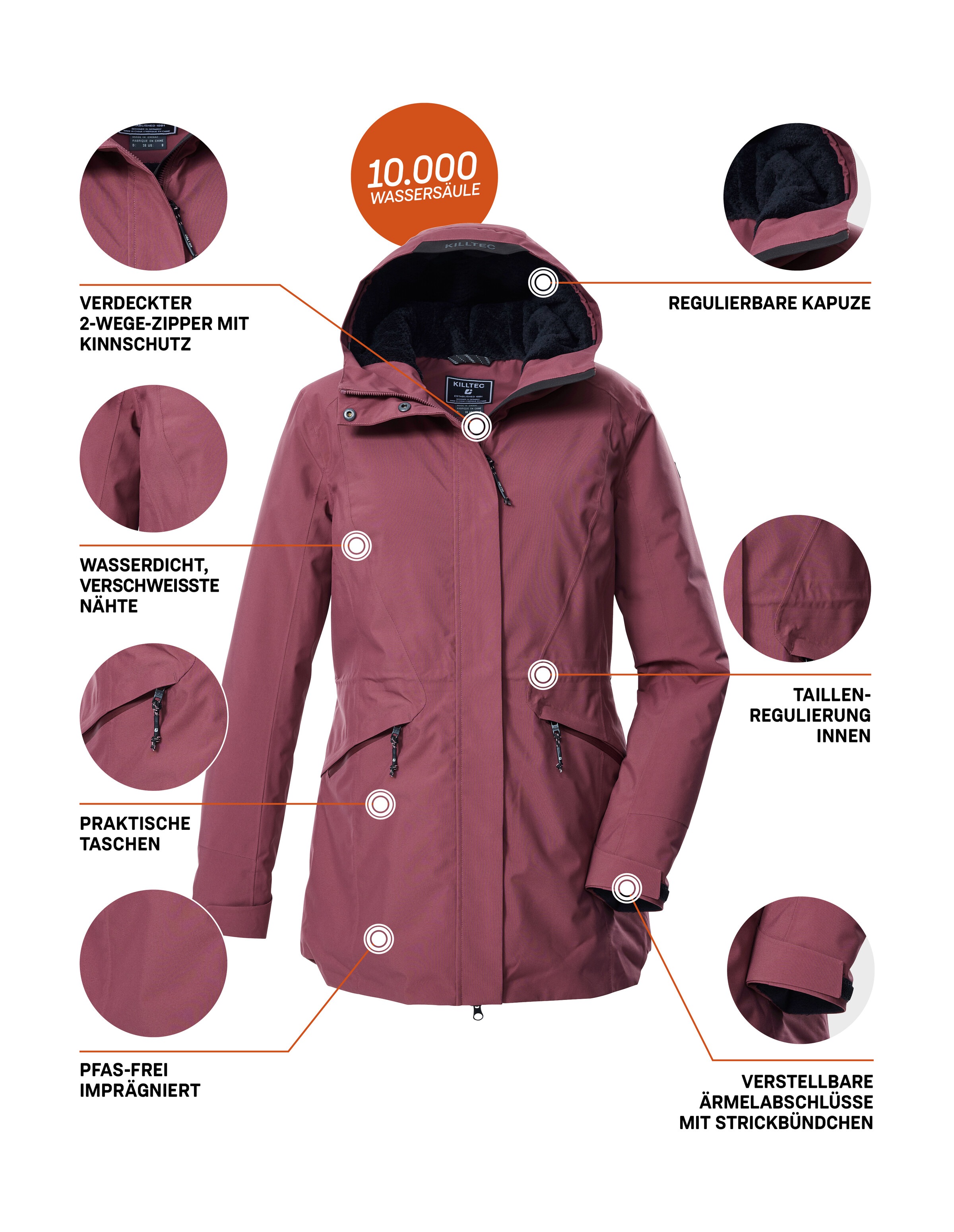 Killtec Parka »KOW 19 WMN PRK« Wasserdichter, atmungsaktiver Damenparka mit verstellbarer Kapuze