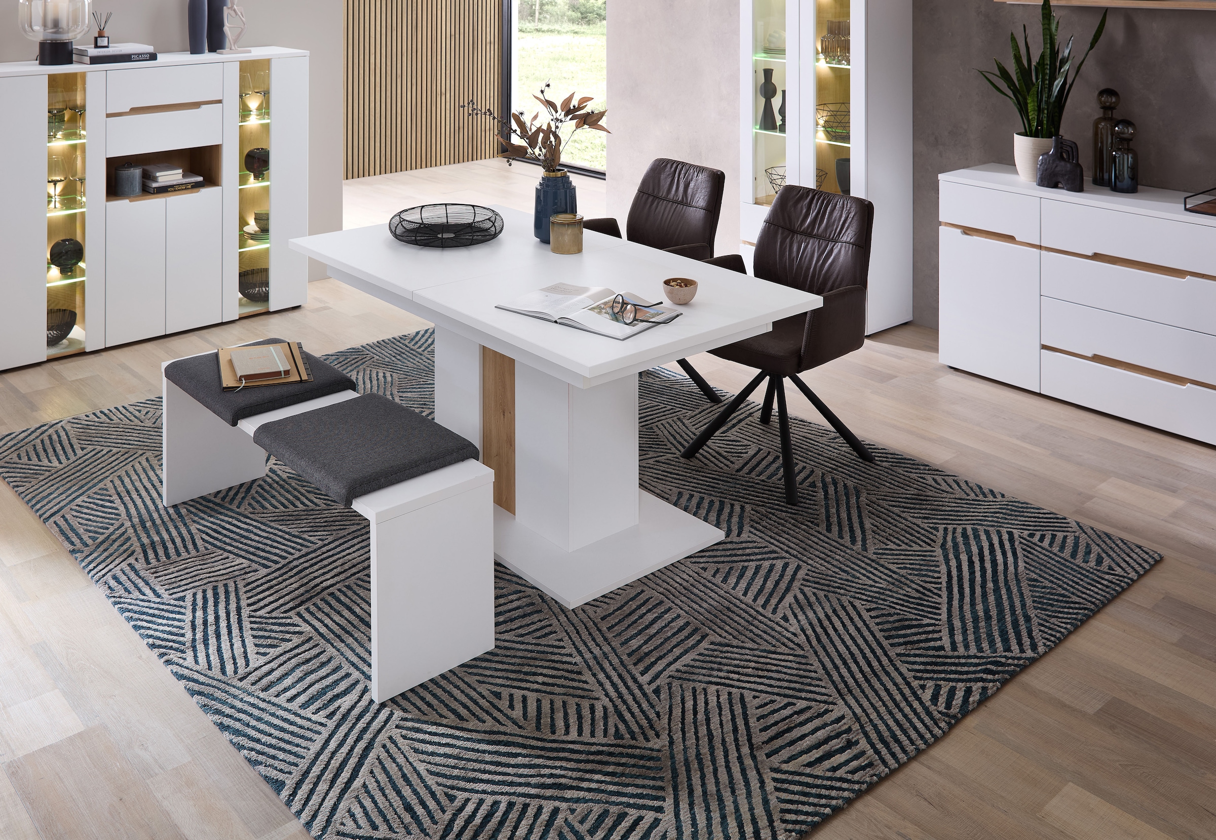 Innostyle Essbank »Memphis Sitzbank, 130x49x40cm (B/H/T)«, (1 St.), 2 Klemmkissen
