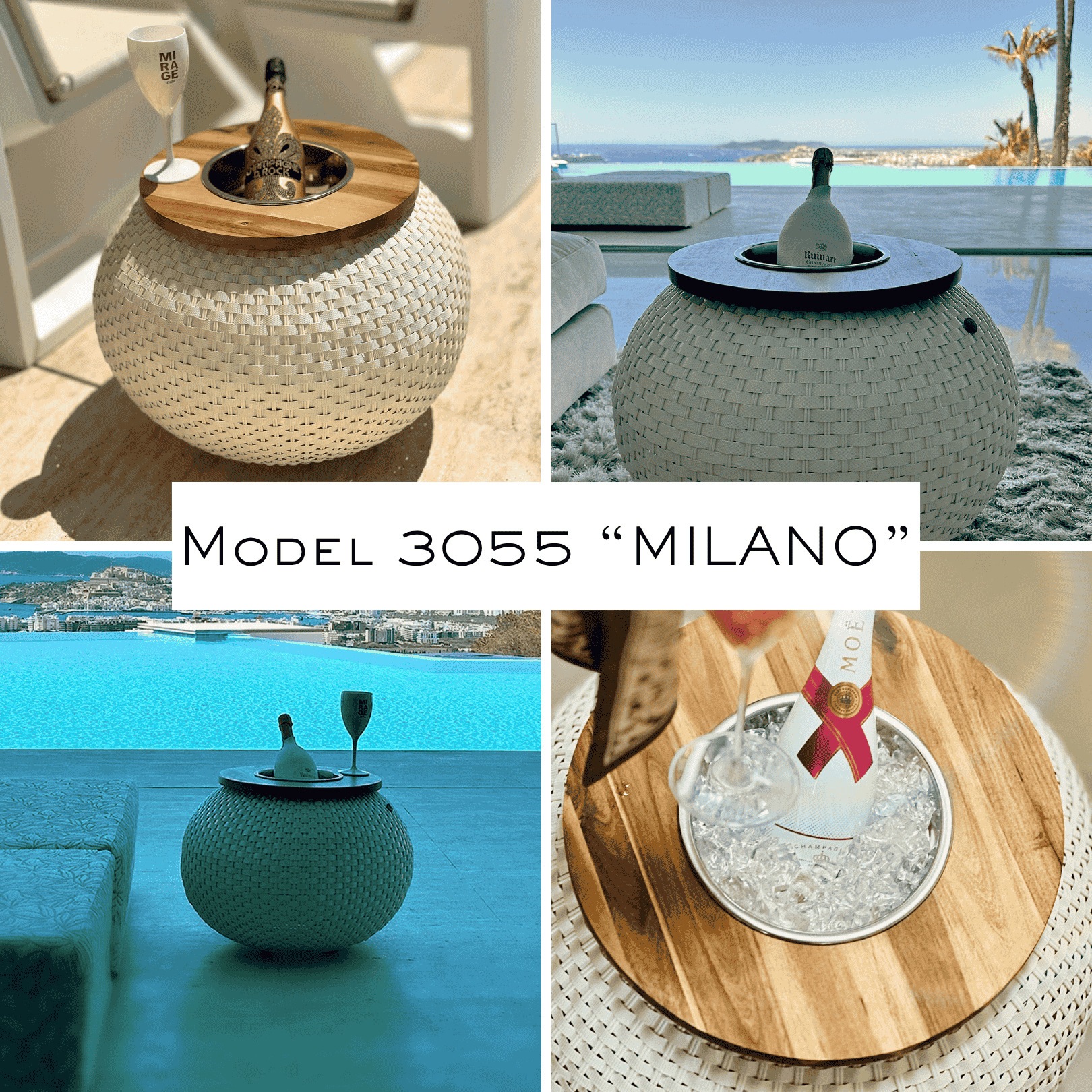 COOTAB Cooler Table Beistelltisch »Beistelltisch mit Edelstahl-Kühler Milano 40 cm« 1 Stk. tlg.