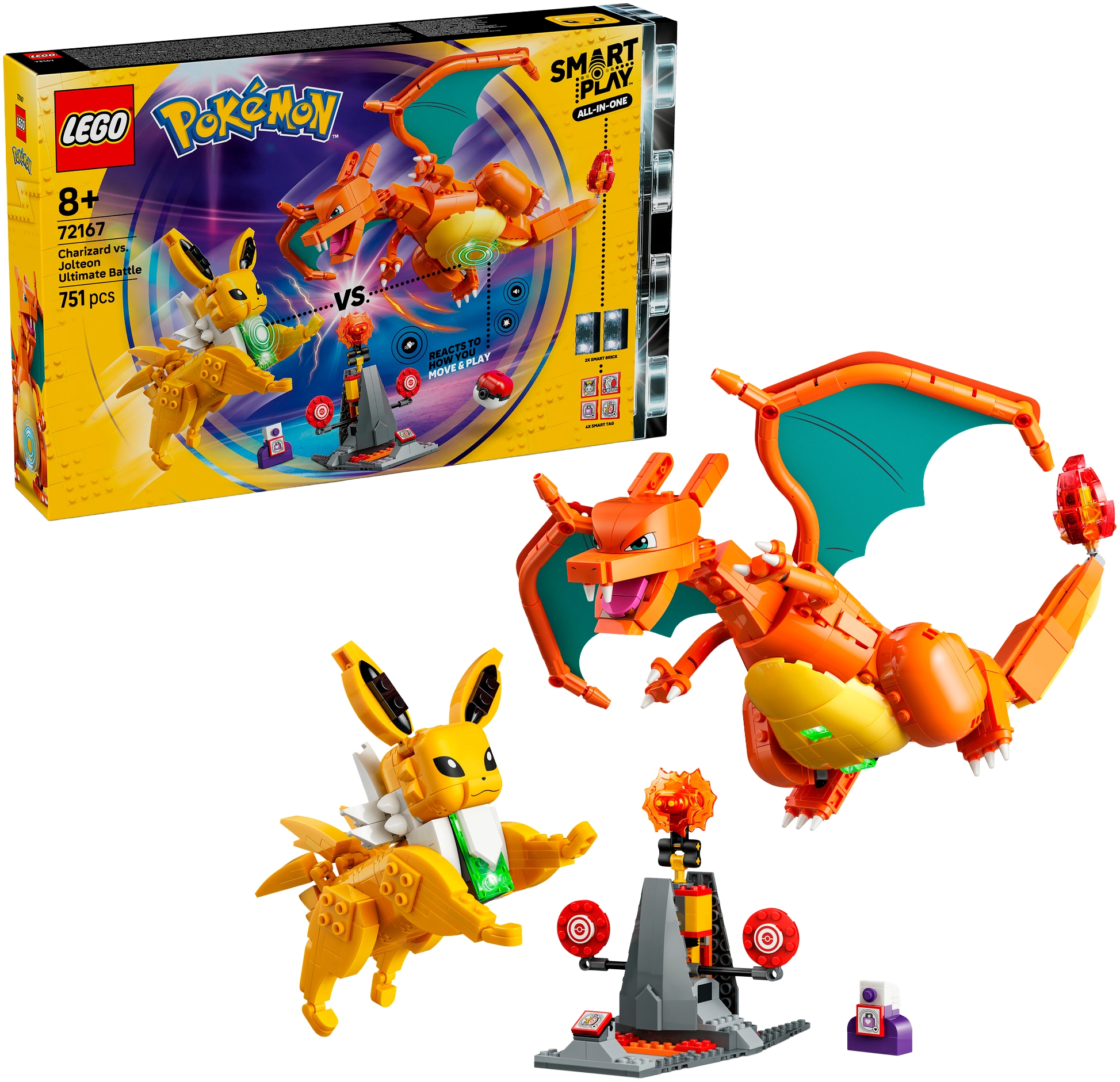LEGO® Konstruktionsspielsteine »SMART Play: Ultimativer Showdown zwischen Glurak und Blitza (72167)« LEGO Pokémon; inklusive SMART Brick; mit Licht- und Soundeffekten