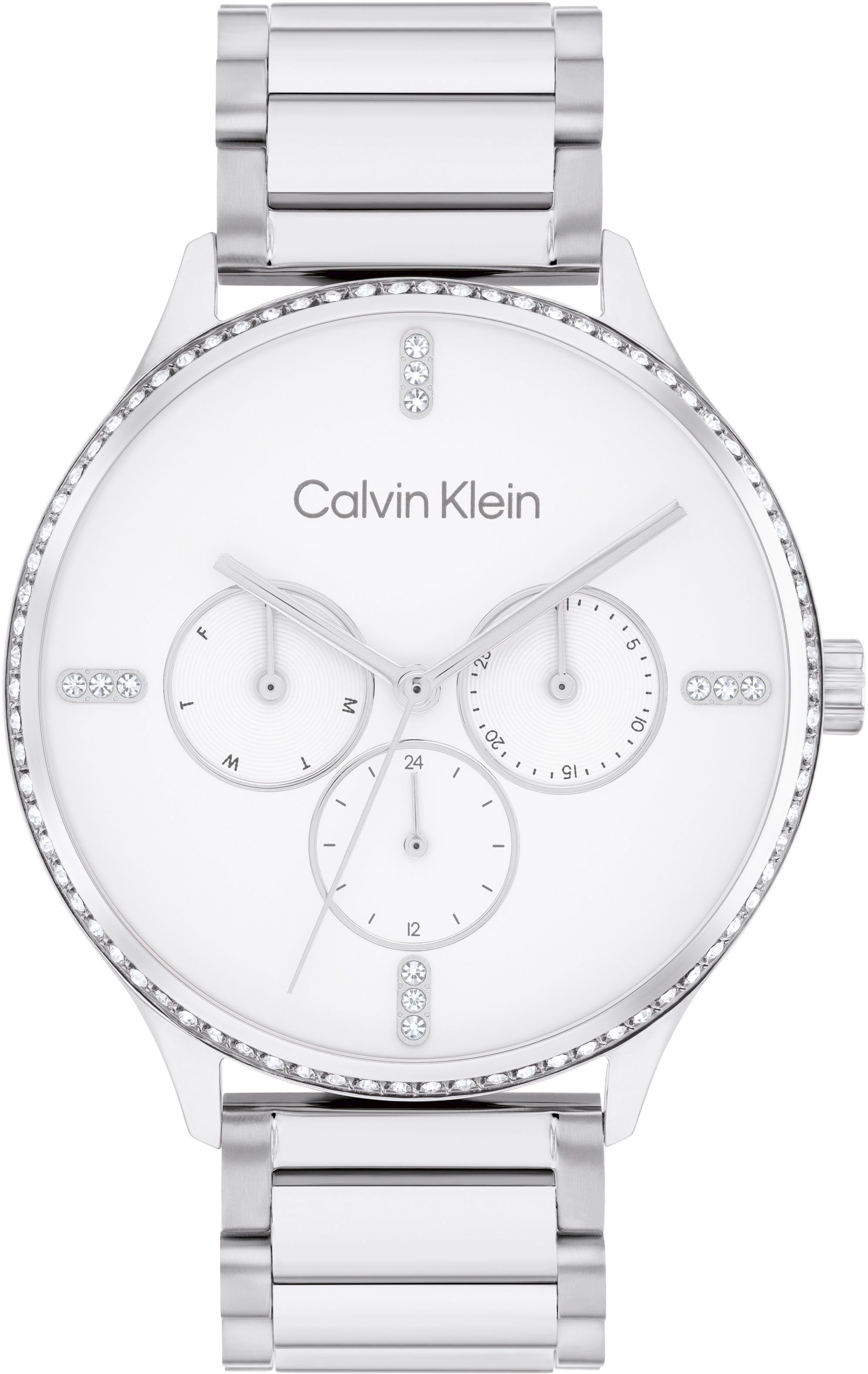 Calvin Klein Multifunktionsuhr »25200373«, Quarzuhr, Armbanduhr, Damen, Datum, Glaskristalle, 12/24-Std.-Anzeige