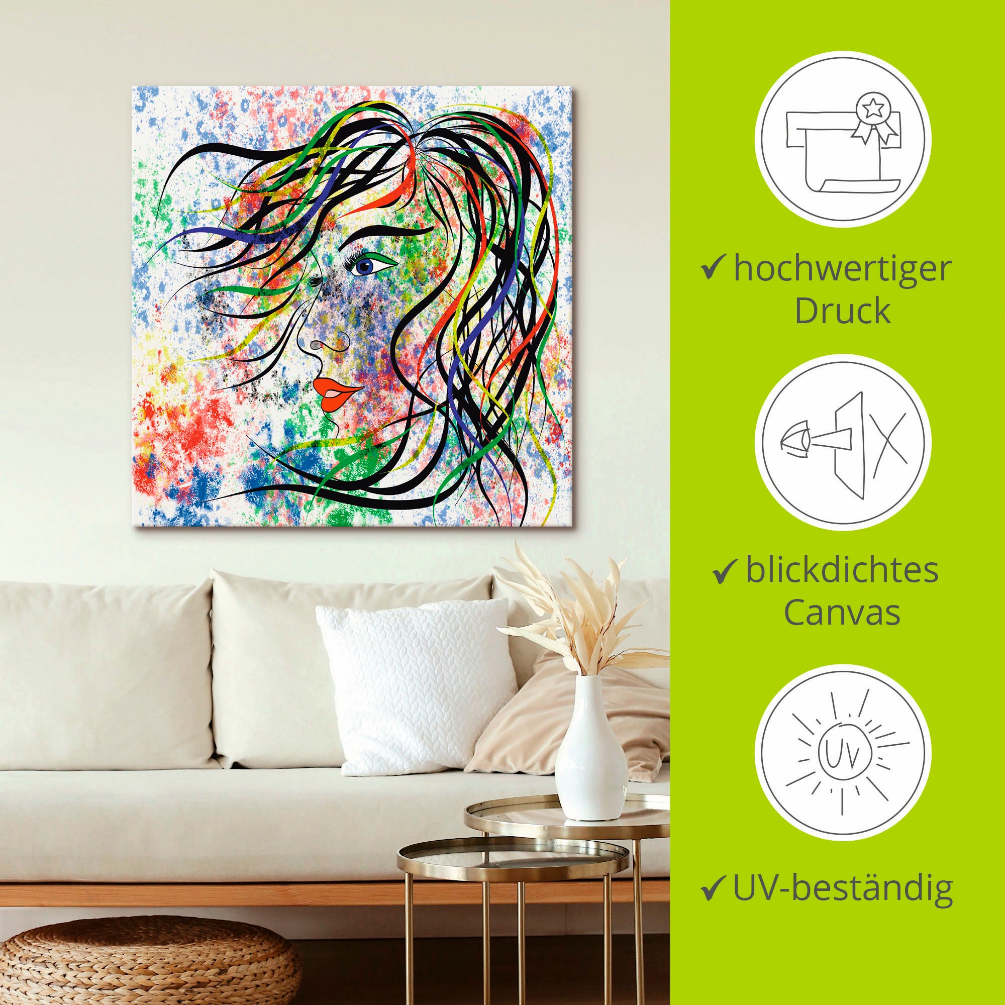 Artland Wandbild »Modern Porträt«, Frau, (1 St.), als Alubild, Outdoorbild, Leinwandbild, Poster in verschied. Größen