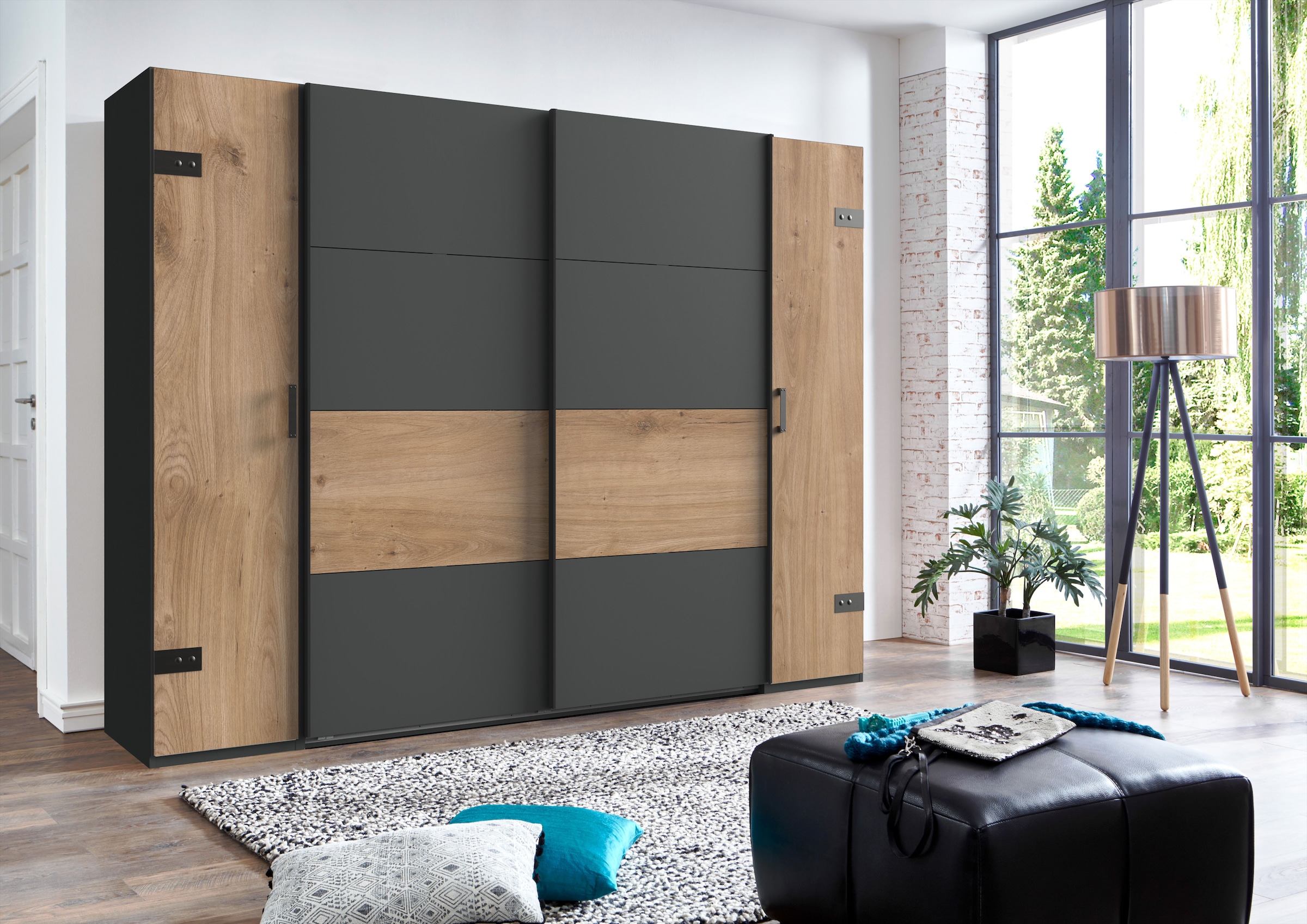 Wimex Kleiderschrank »Stockholm, rustikale Optik im Industrial Design, Made in Germany« 270x65x210cm, viel Stauraum durch 2 Kleiderstangen und 10 Einlegeböden