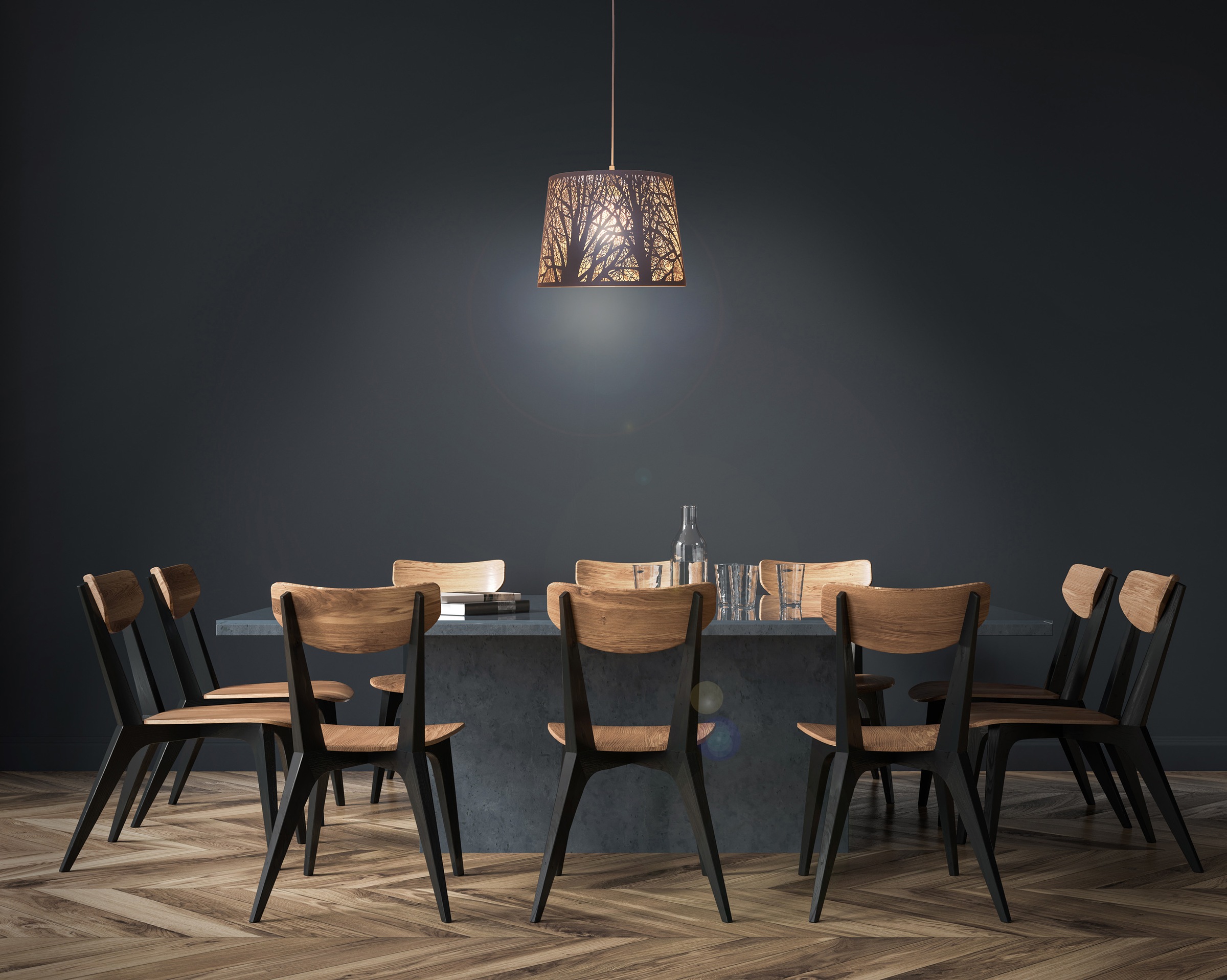 näve Pendelleuchte »White Wood«, 1 flammig, Leuchtmittel E27 | ohne Leuchtmittel, Schirm mit Astdekor weiß 1xE27 Höhe 110cm mx. 60W