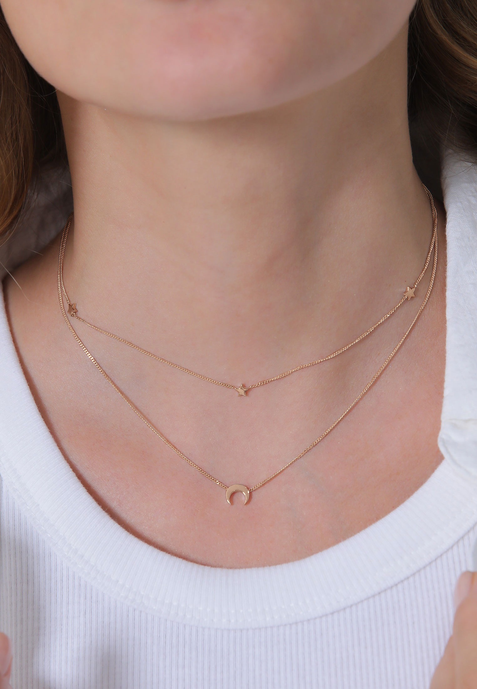 Elli Choker »Halskette Choker Layer Halbmond und Sterne 925er Silber«
