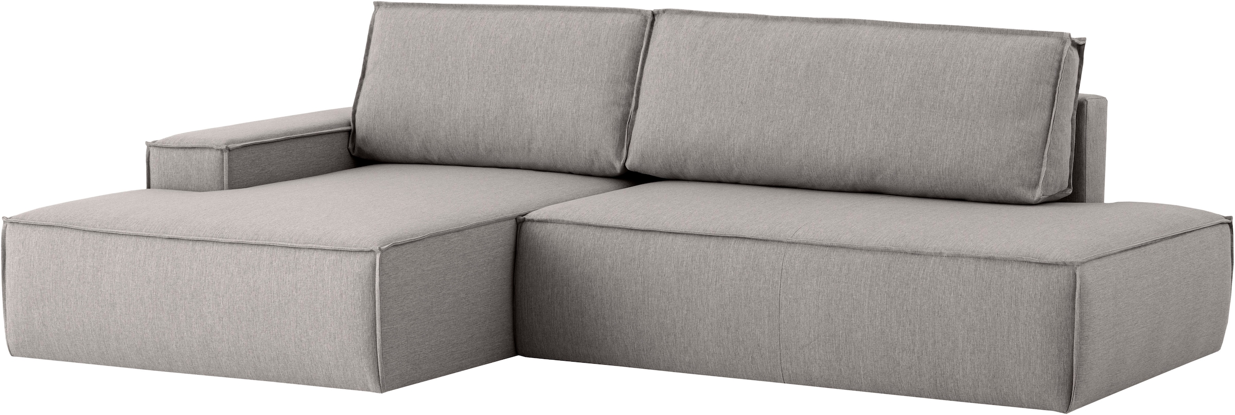 Home affaire Ecksofa »SHERWOOD, Schlafsofa in L-Form offen (275cm), Cord, Leinenoptik«, Schlaffunktion und Bettkasten, Kedernaht, hoher Sitz- & Liegekomfort