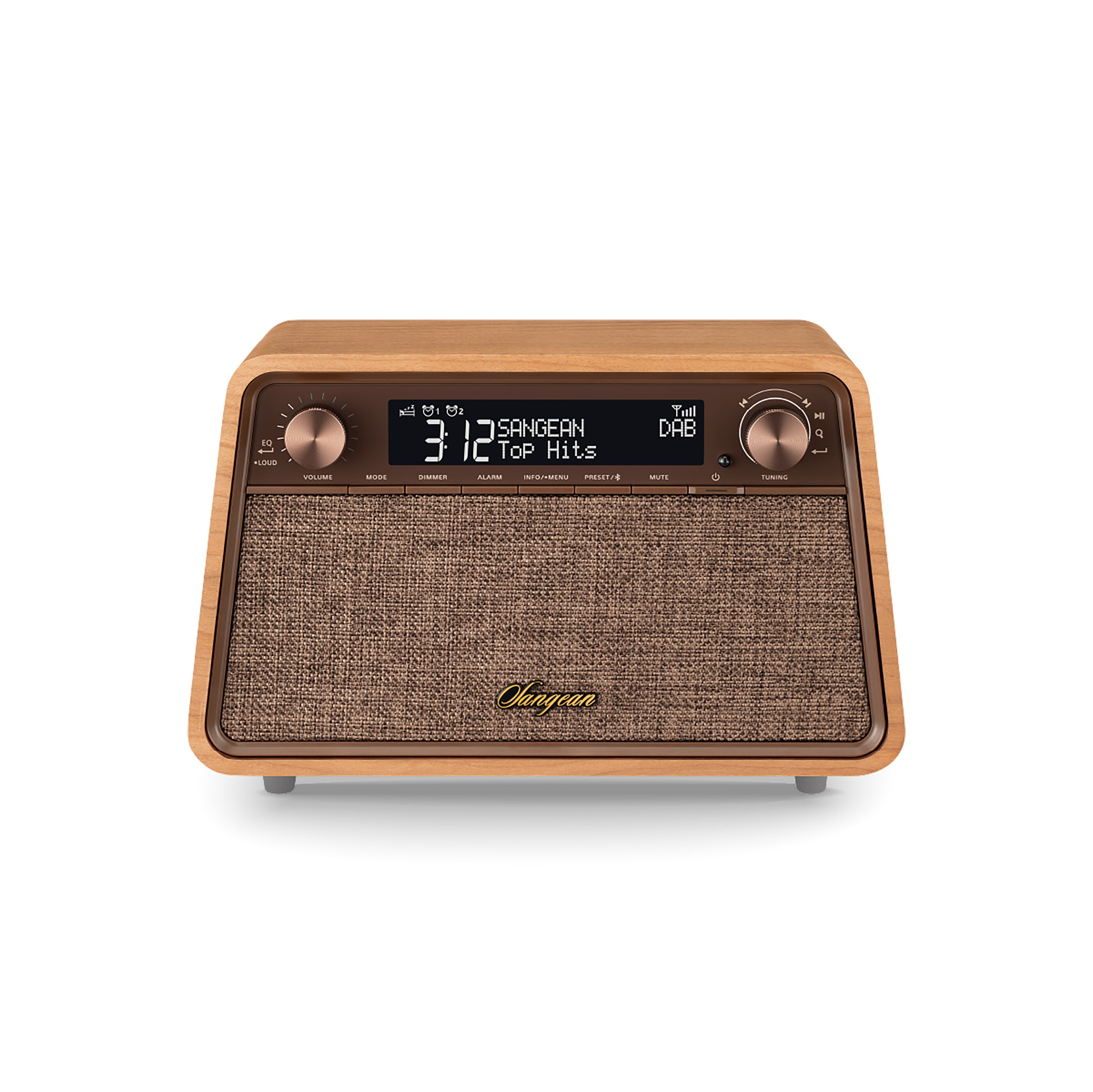 Sangean Retro-Radio »WR-201D«, (A2DP Bluetooth-AVRCP Bluetooth Digitalradio (DAB+)-FM-Tuner mit RDS), DAB+, Bluetooth, USB-C Ladeanschluss, Fernbedienung