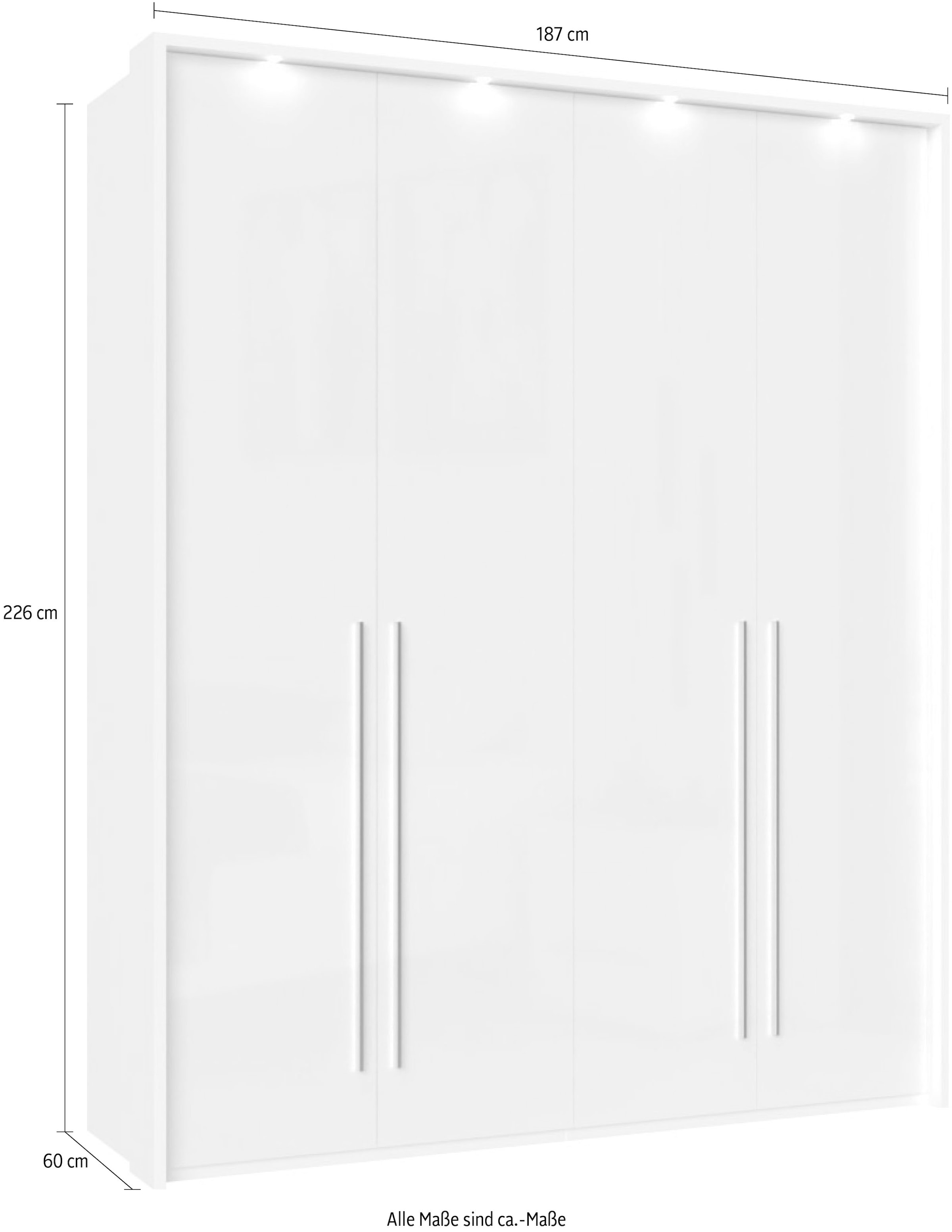 Places of Style Kleiderschrank »Piano, inklusive Rahmen und Beleuchtung, soft-close-Funktion«, (viele Breiten zur Auswahl, 226cm hoch), beige oder weiß, UV lackiert, Hochglanzfronten, FSC-zertifiziert
