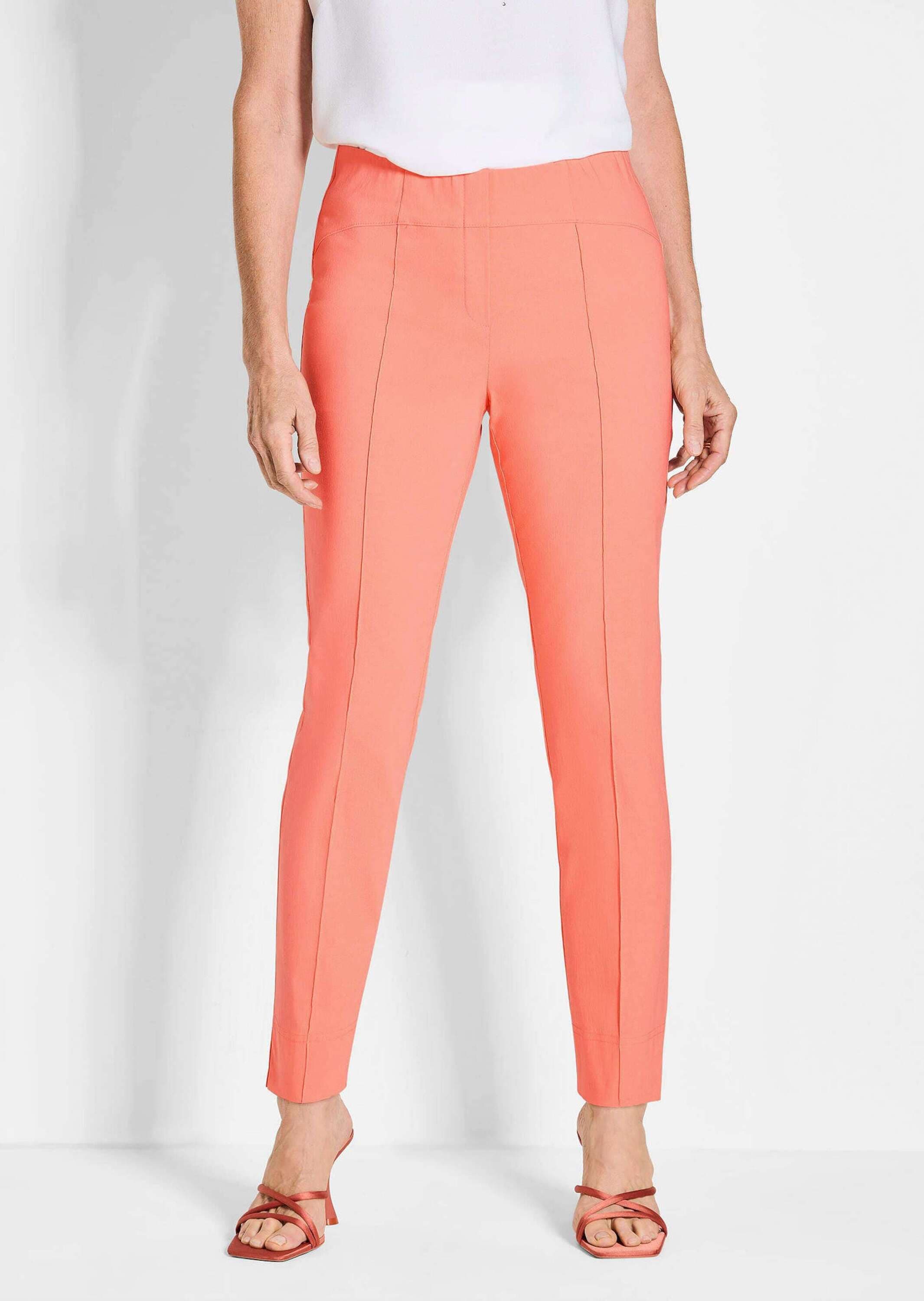 GOLDNER Schlupfhose »Orange Hose LOUISA mit Biesen«