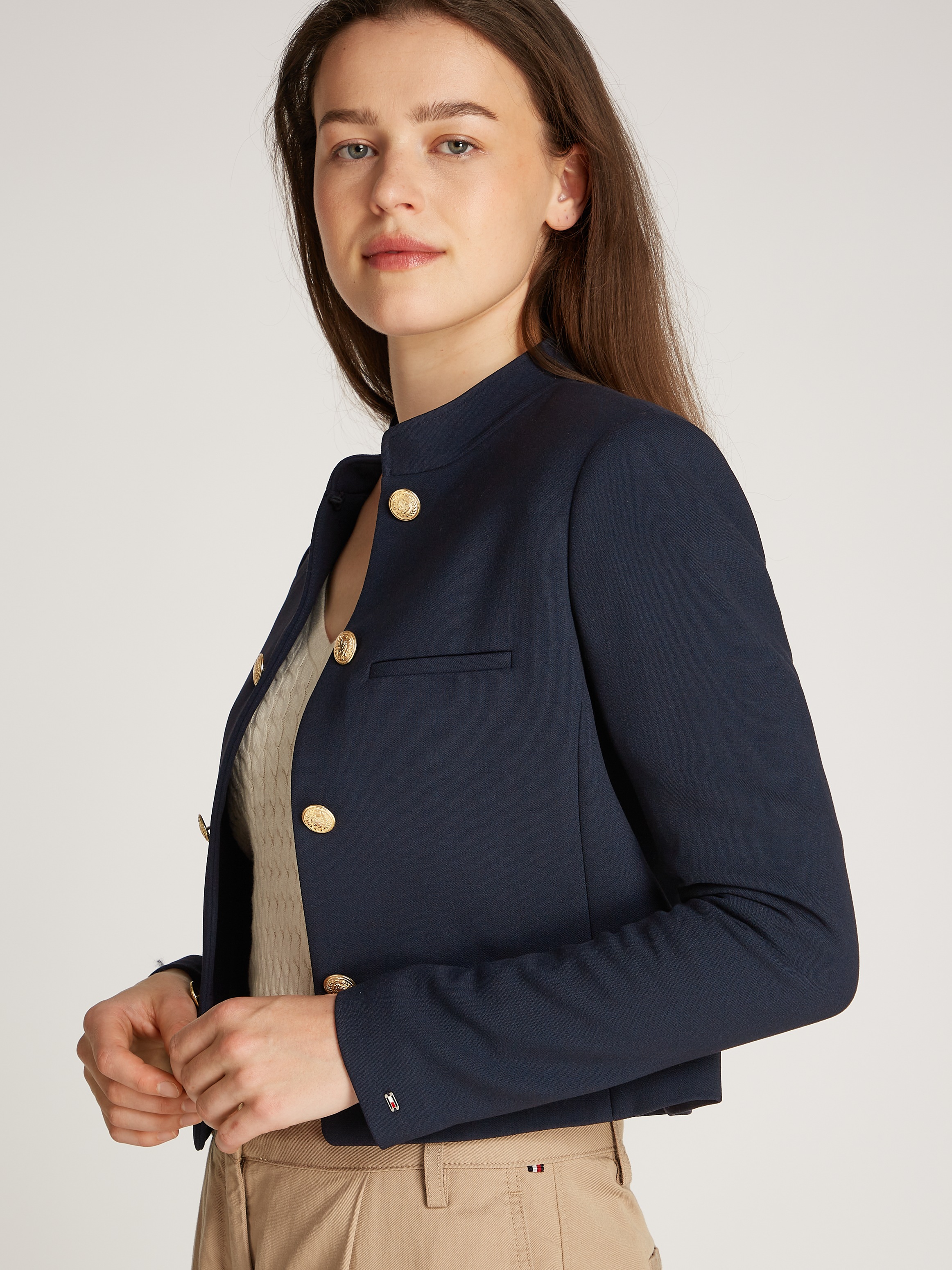 Tommy Hilfiger Kurzblazer »PUNTO SHORT SB BLAZER JACKET«, mit goldfarbenen Knöpfen