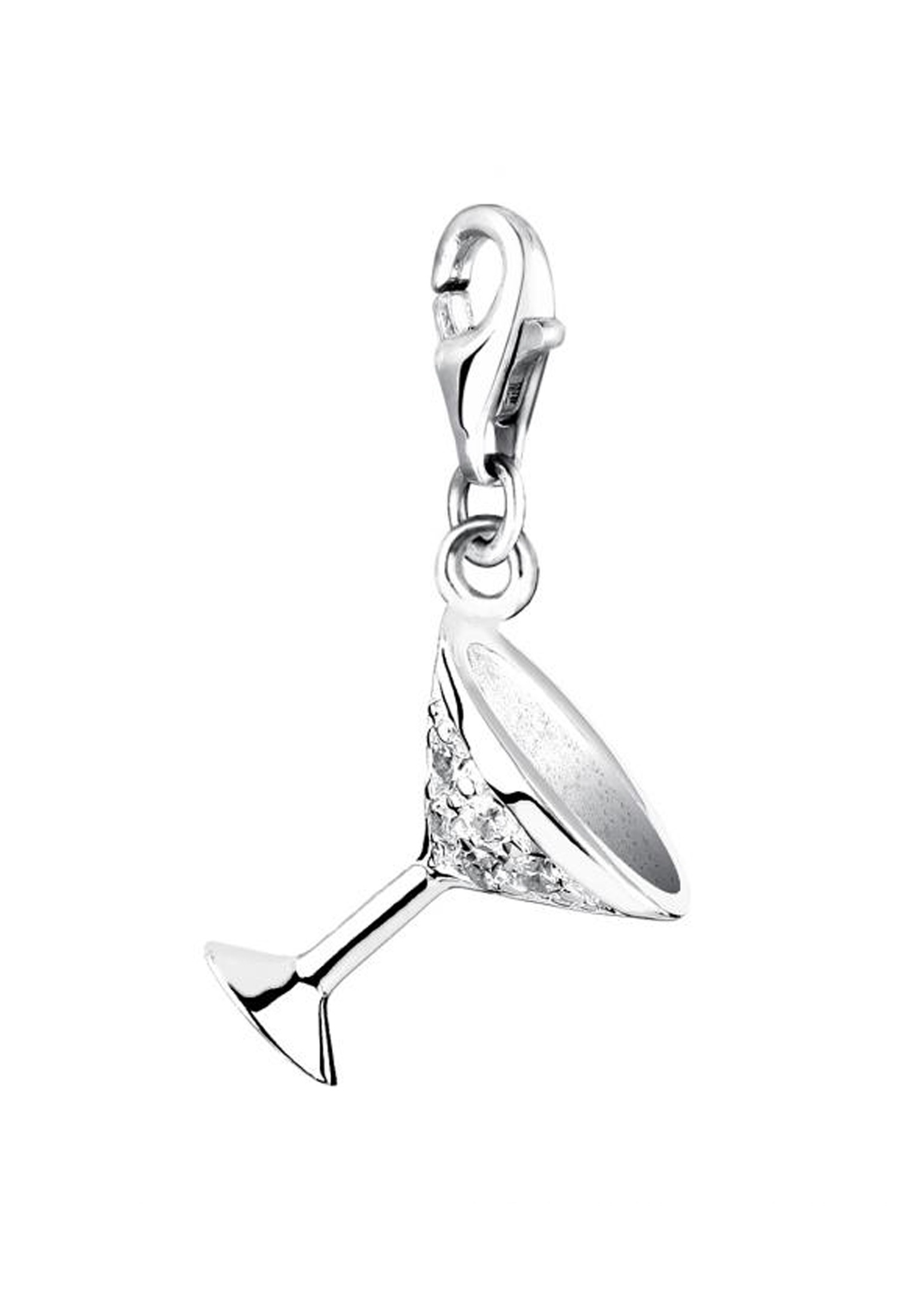 Nenalina Charm-Einhänger »Charm Anhänger Cocktailglas Sektglas Zirkonia 925 Silber«