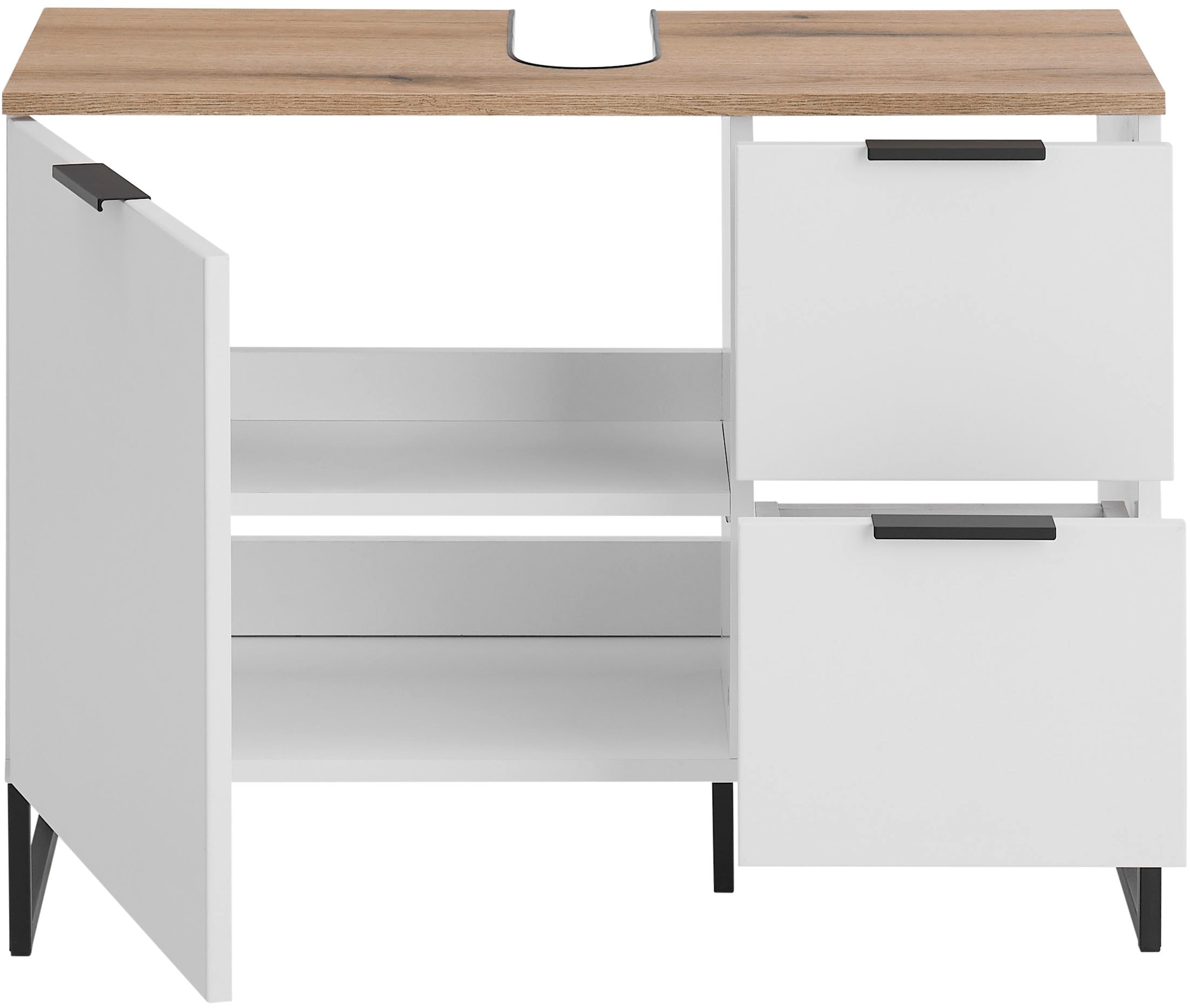 BASIC by Balculina Waschbeckenunterschrank »Denver Waschbeckenunterschrank, Badezimmerschrank BxHxT 80x60x35« 1 Stk. tlg. Breite 80 cm, Tür L/R montierbar, Softclose