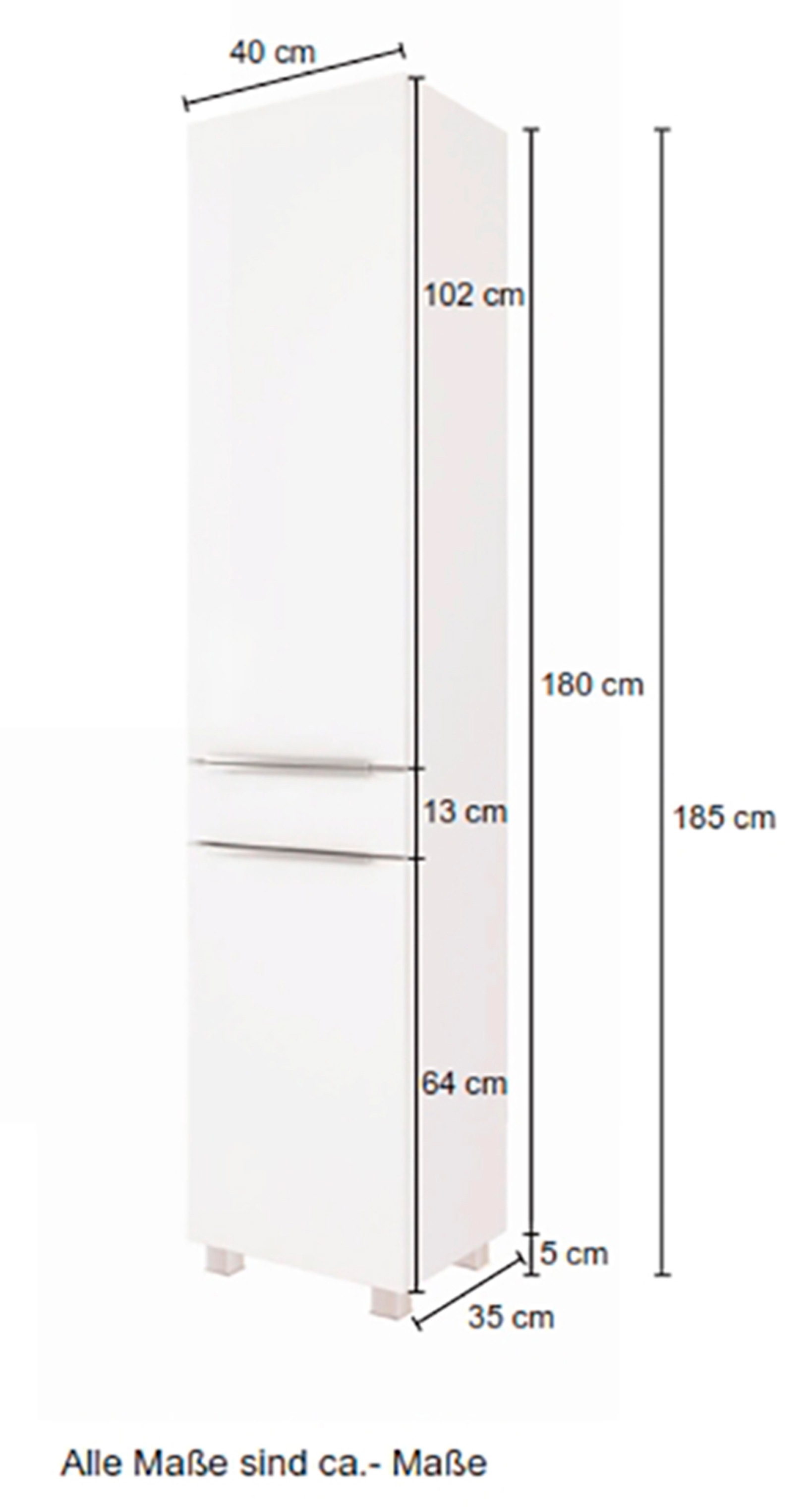 welltime Seitenschrank »Matera«, Breite 40 cm, hochwertige matte MDF-Fronten und Softclose-Funktion