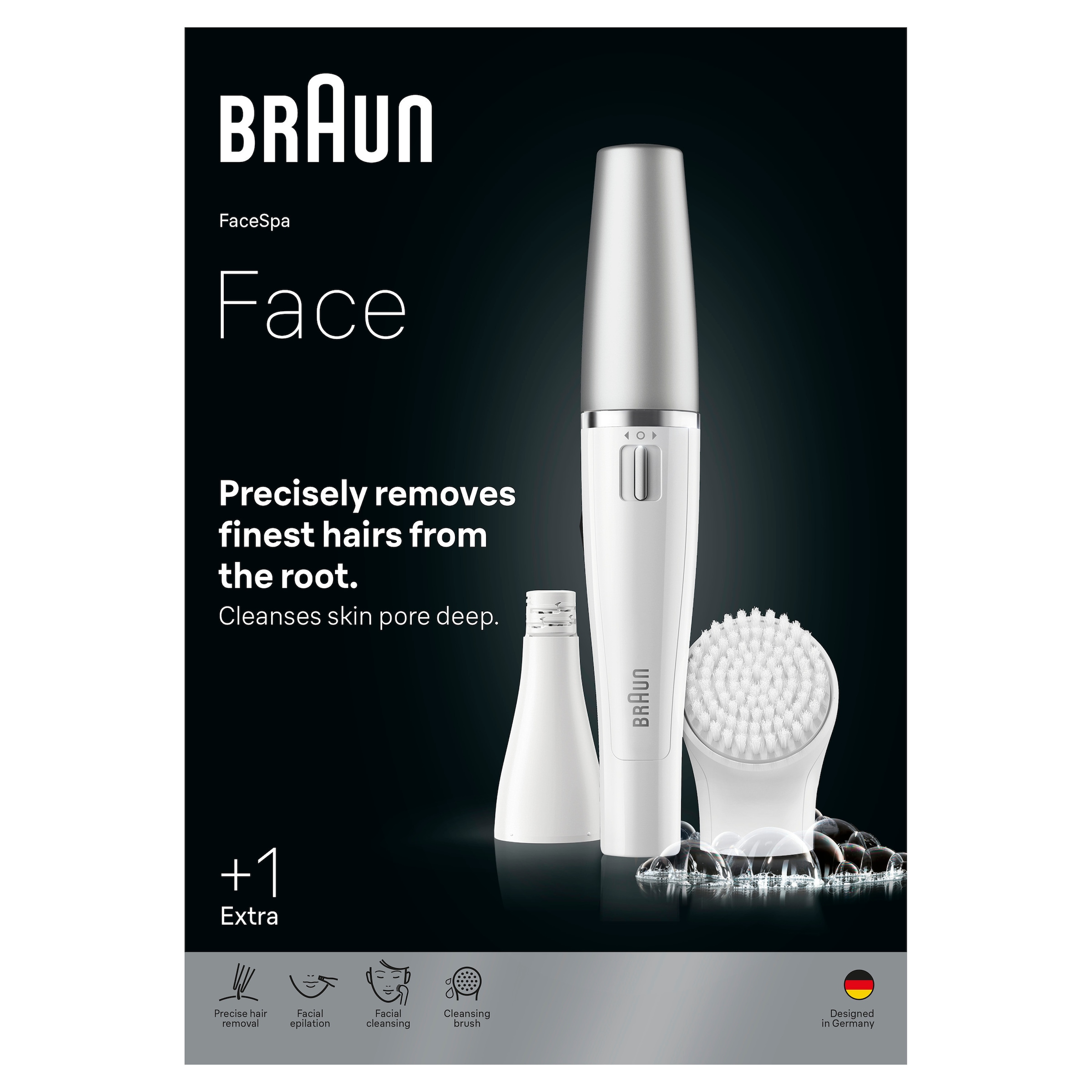 Braun Elektrische Gesichtsreinigungsbürste »SE810« FaceSpa Gesichtsepilierer & Reinigungssystem, + 1 Extra, Weiß/Silber