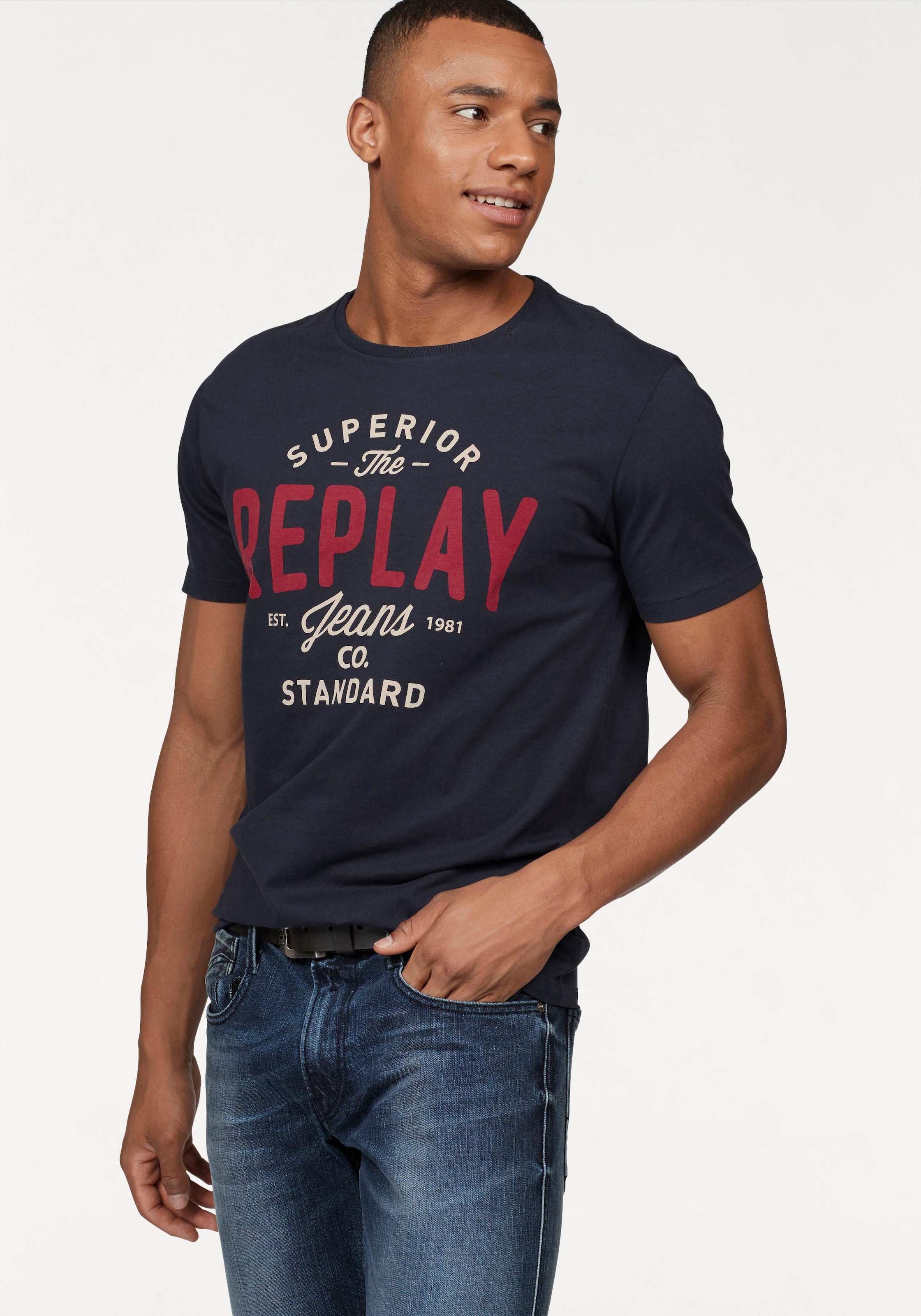 Replay T-Shirt, mit Markendruck