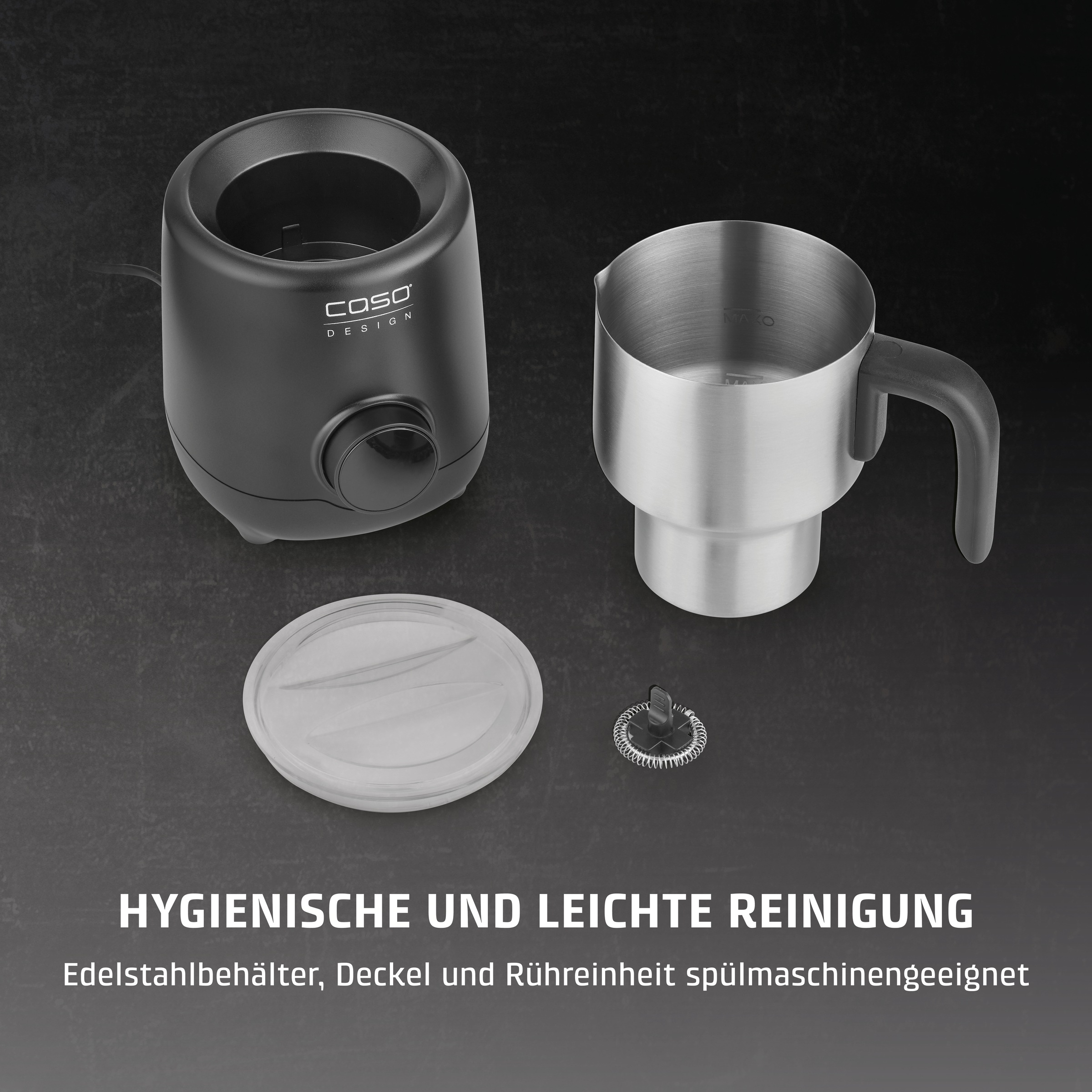 Caso Milchaufschäumer »1667 PremiumLatte XL« 550 W Induktionstechnologie: Kein Anbrennen,präzise und gleichmäßige Erwärmung Milchschaumbehälter, Deckel und Rühreinsatz spülmaschinengeeignet