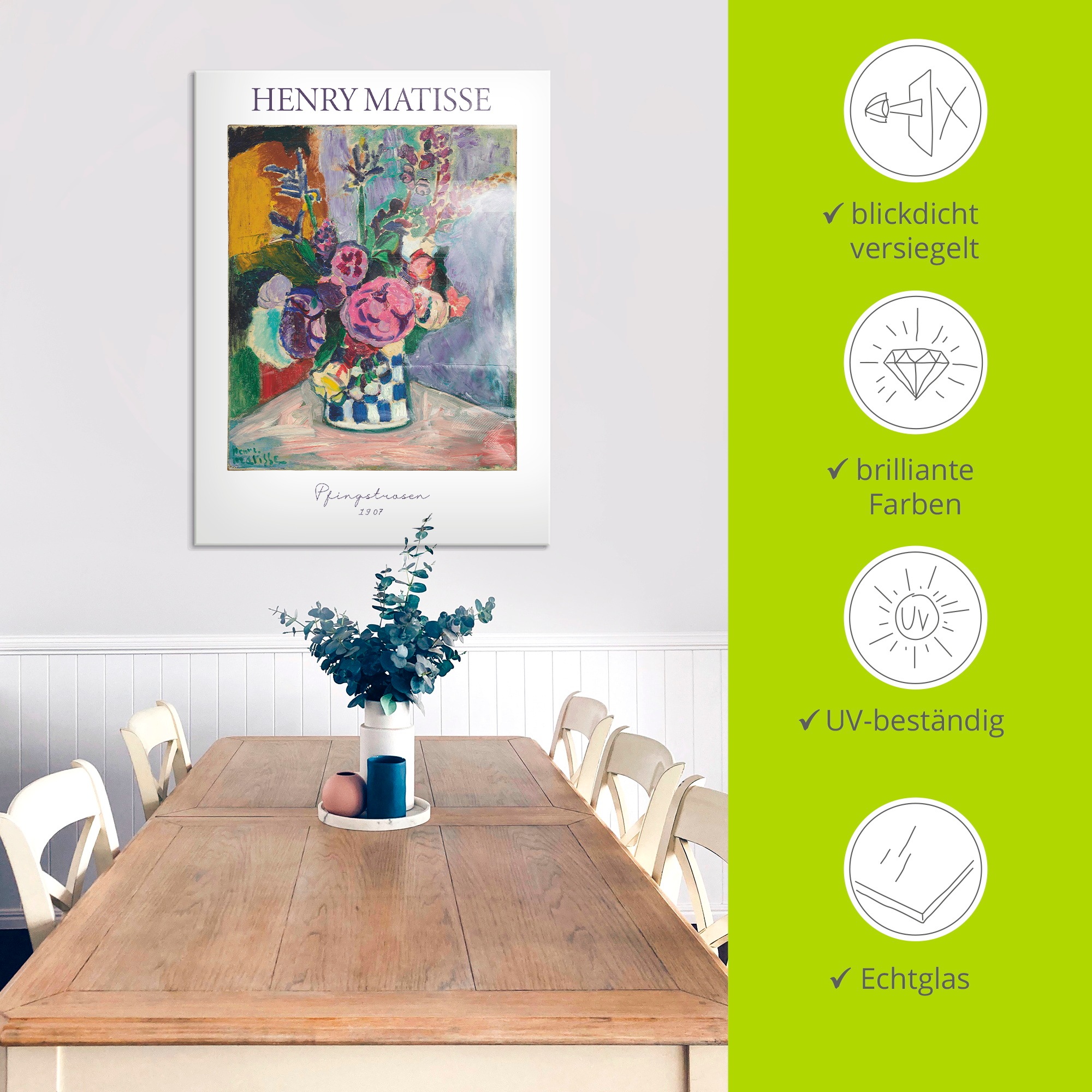 Artland Glasbild »Pfingstrosen. 1907« Arrangements 1 Stk. tlg. in verschiedenen Größen