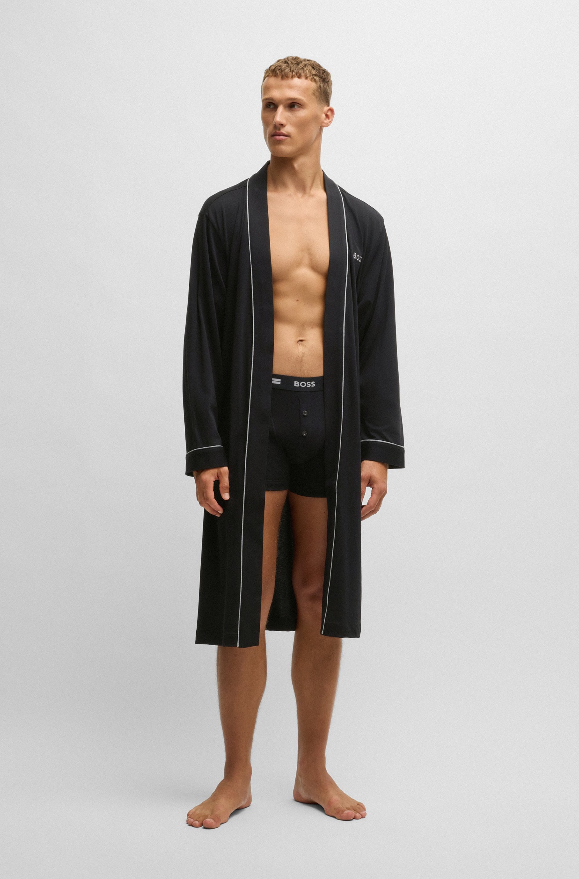 BOSS Morgenmantel »Kimono BM«, mit Logostickerei