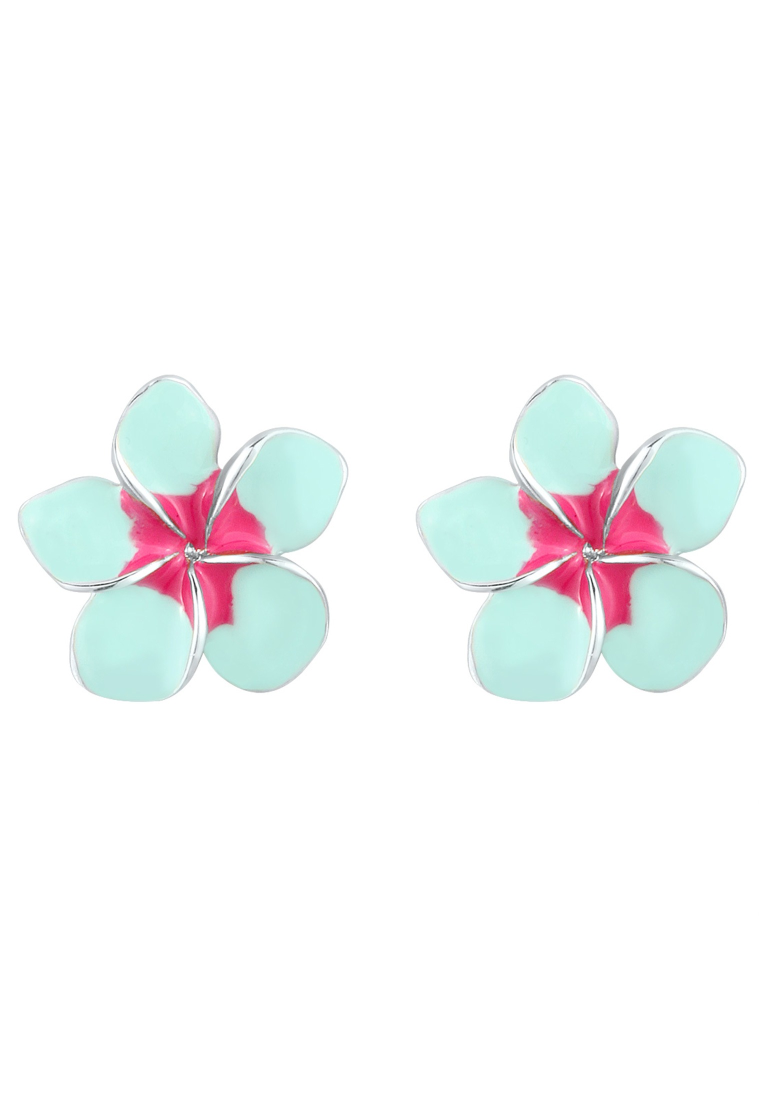 Elli Paar Ohrstecker »Ohrringe Frangipani Blüte Natur Blume Emaille 925 Silber«