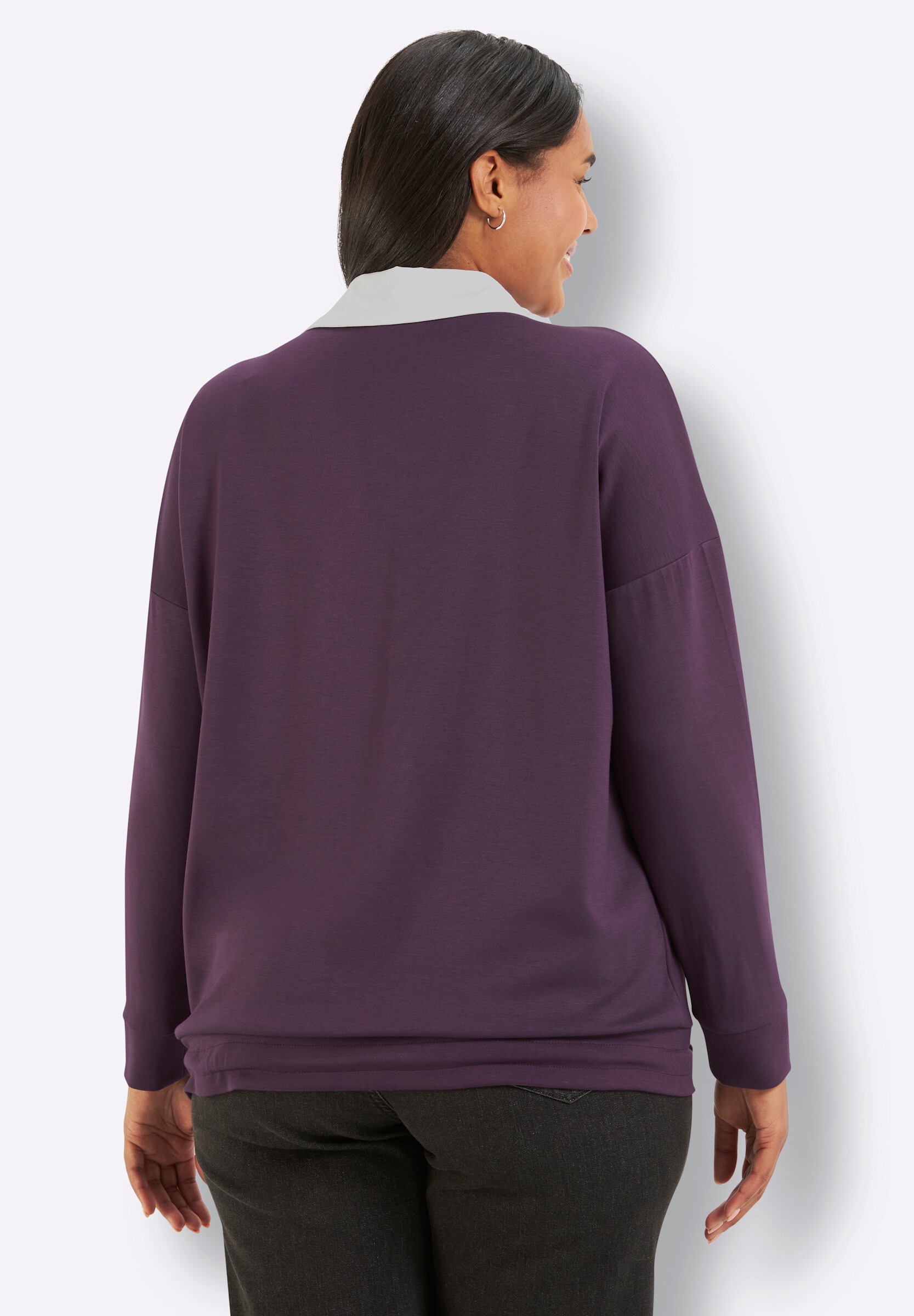 Sheego Sweatshirt »Sweatshirt Sweatshirt mit abnehmbarem Hemdkragen«
