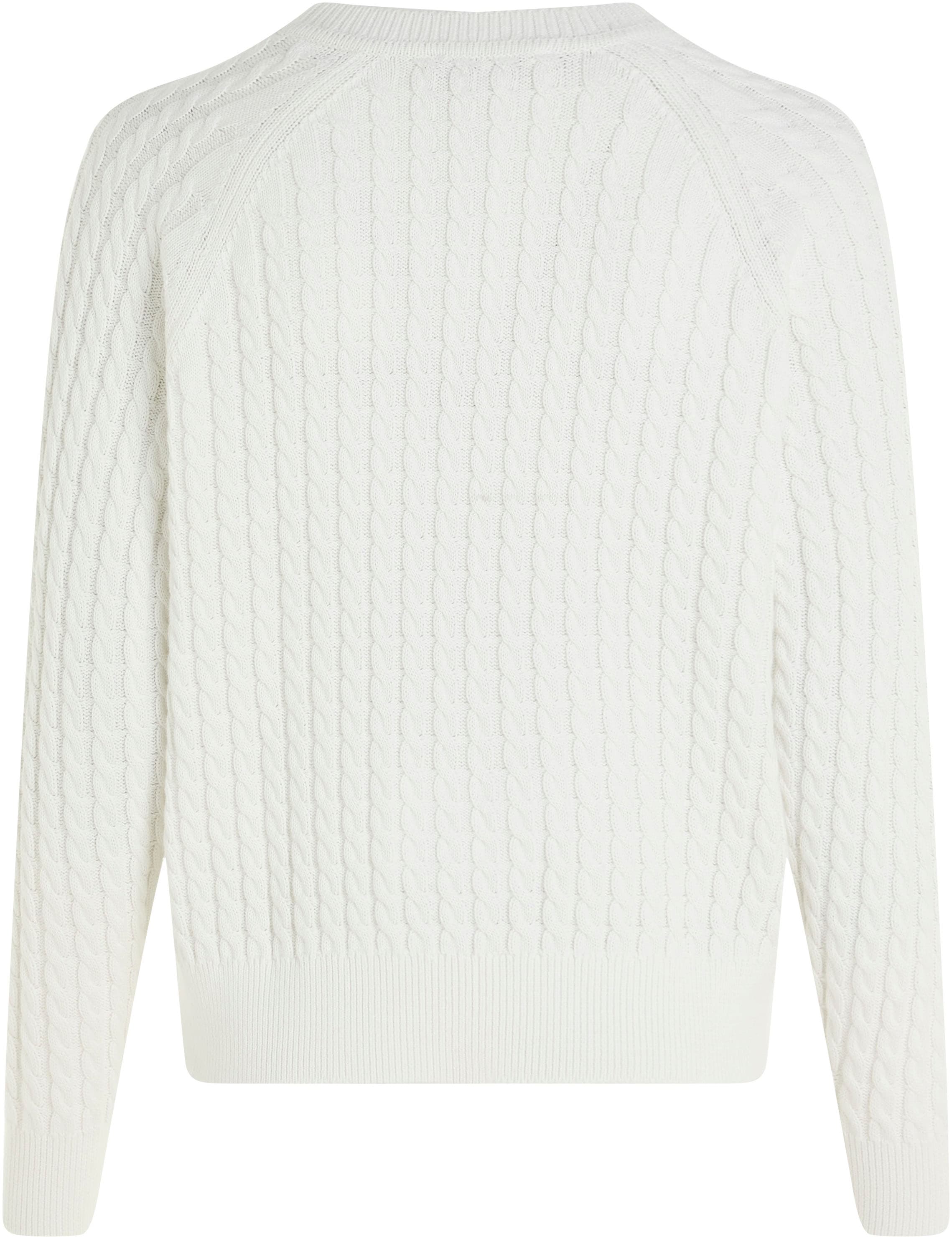 Tommy Hilfiger Rundhalspullover »CO CABLE C-NK SWEATER«, mit Zopfmuster