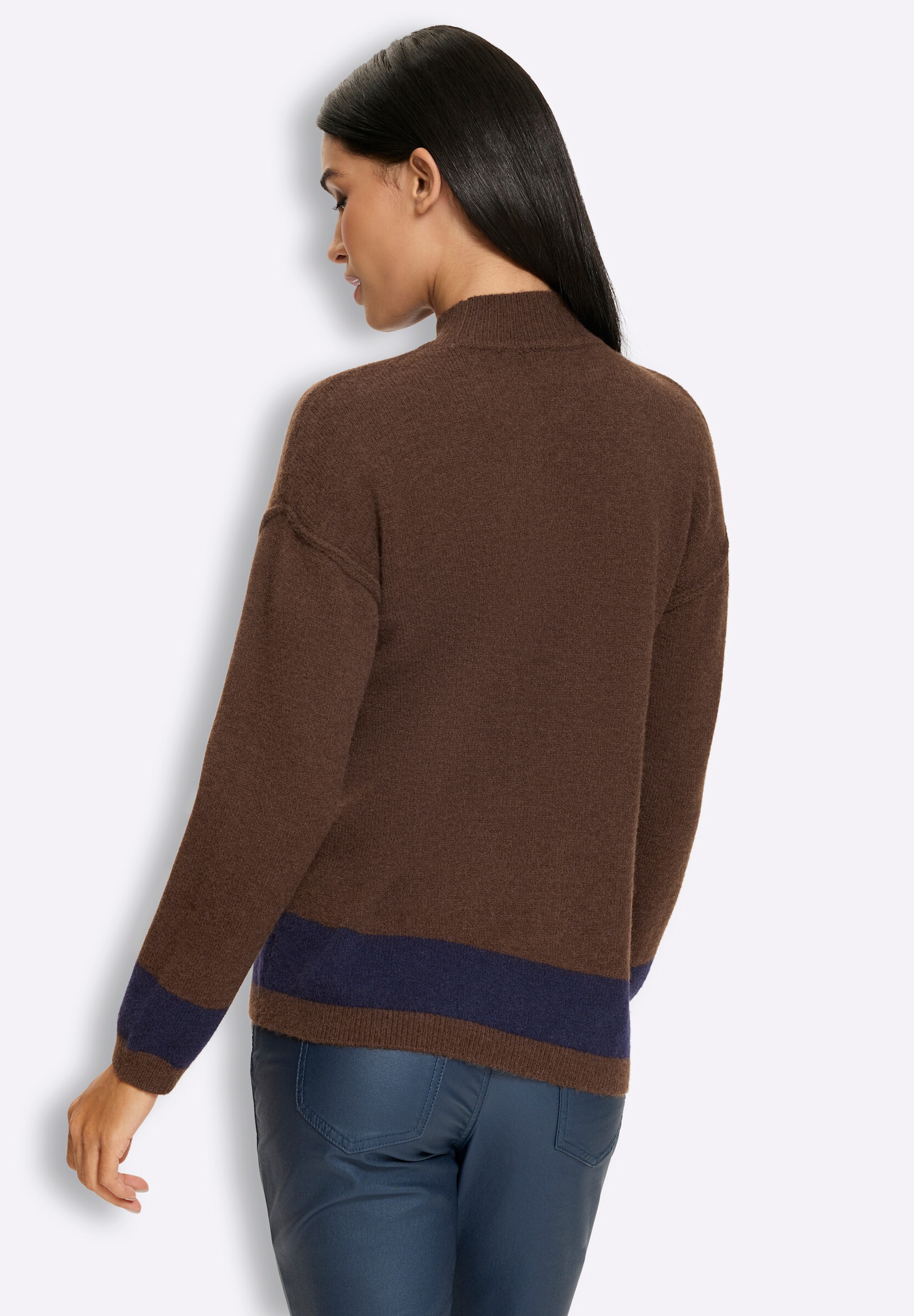 heine Strickpullover »Pullover Stehkragenpullover mit schrägem Saum«