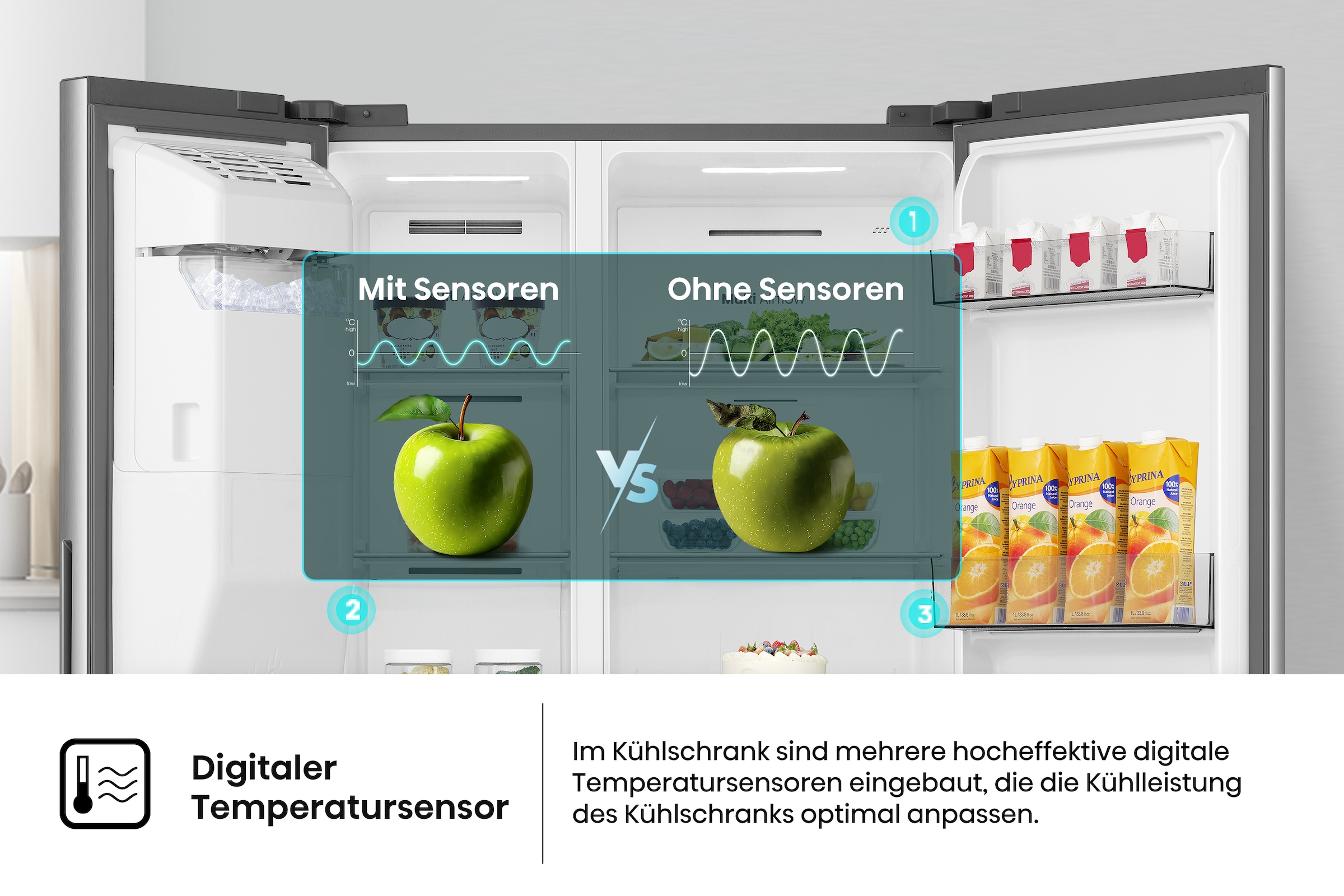 Hisense Side-by-Side »RS5P528STIE« 178,6 cm hoch 91,1 cm breit Wasser-& Eisspender