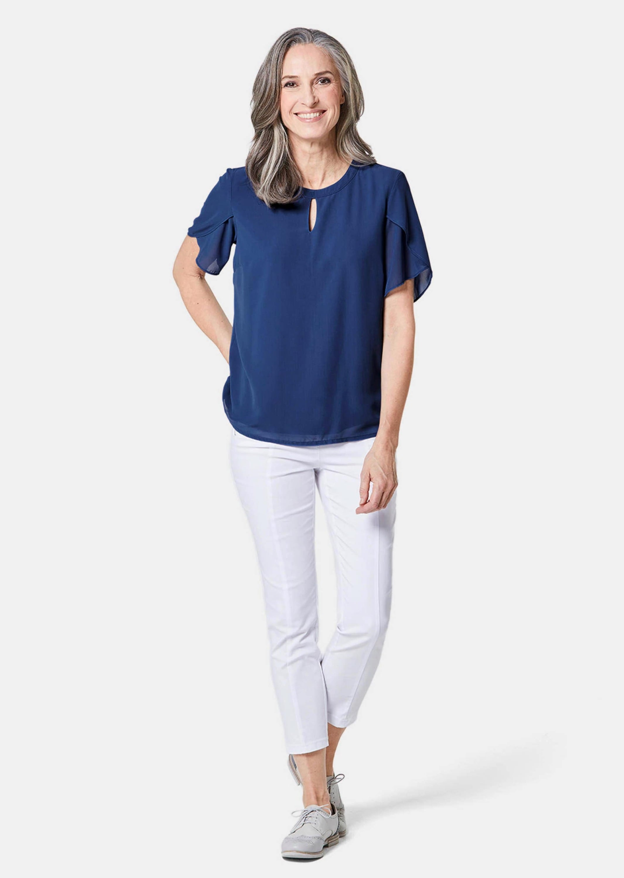 GOLDNER Kurzarmbluse »Kurzgröße Bluse mit aufregender Ärmellösung«