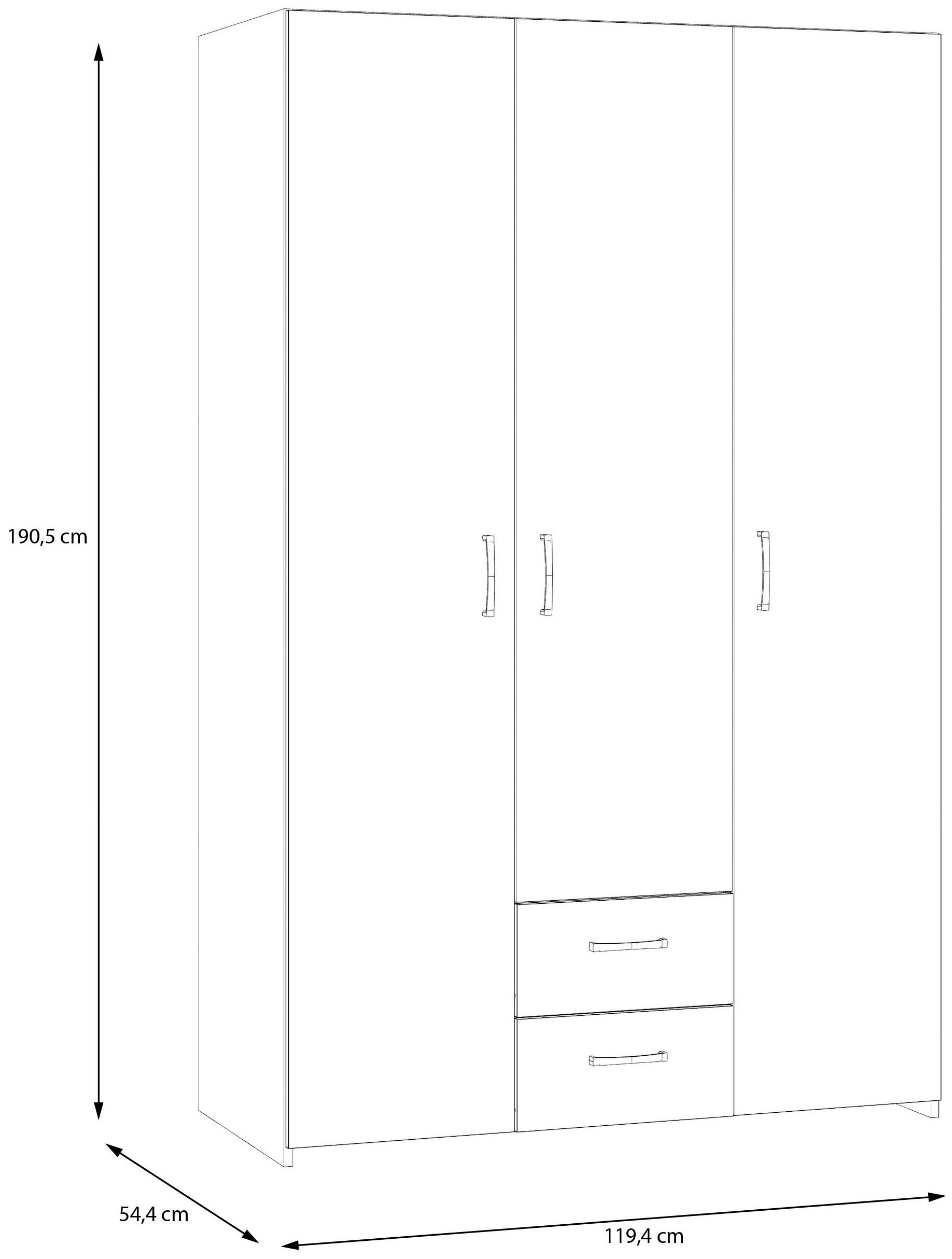 FORTE Drehtürenschrank »Econobox«, Drehtürenschrank, zeitloses Design mit alufarbigen Griffen.